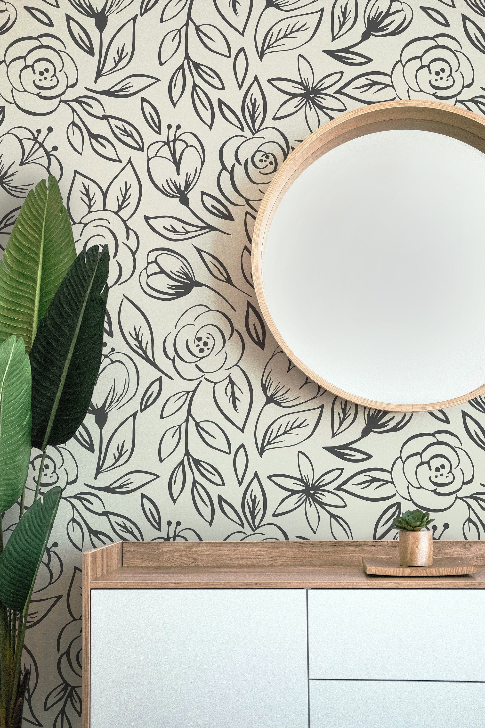 Black Cream Rose Wallpaper | Removable Wallpaper | Peel And Stick Wallpaper | Adhesive Wallpaper | Wall Paper Peel Stick Wall Mural 2368 - JamesAndColors
