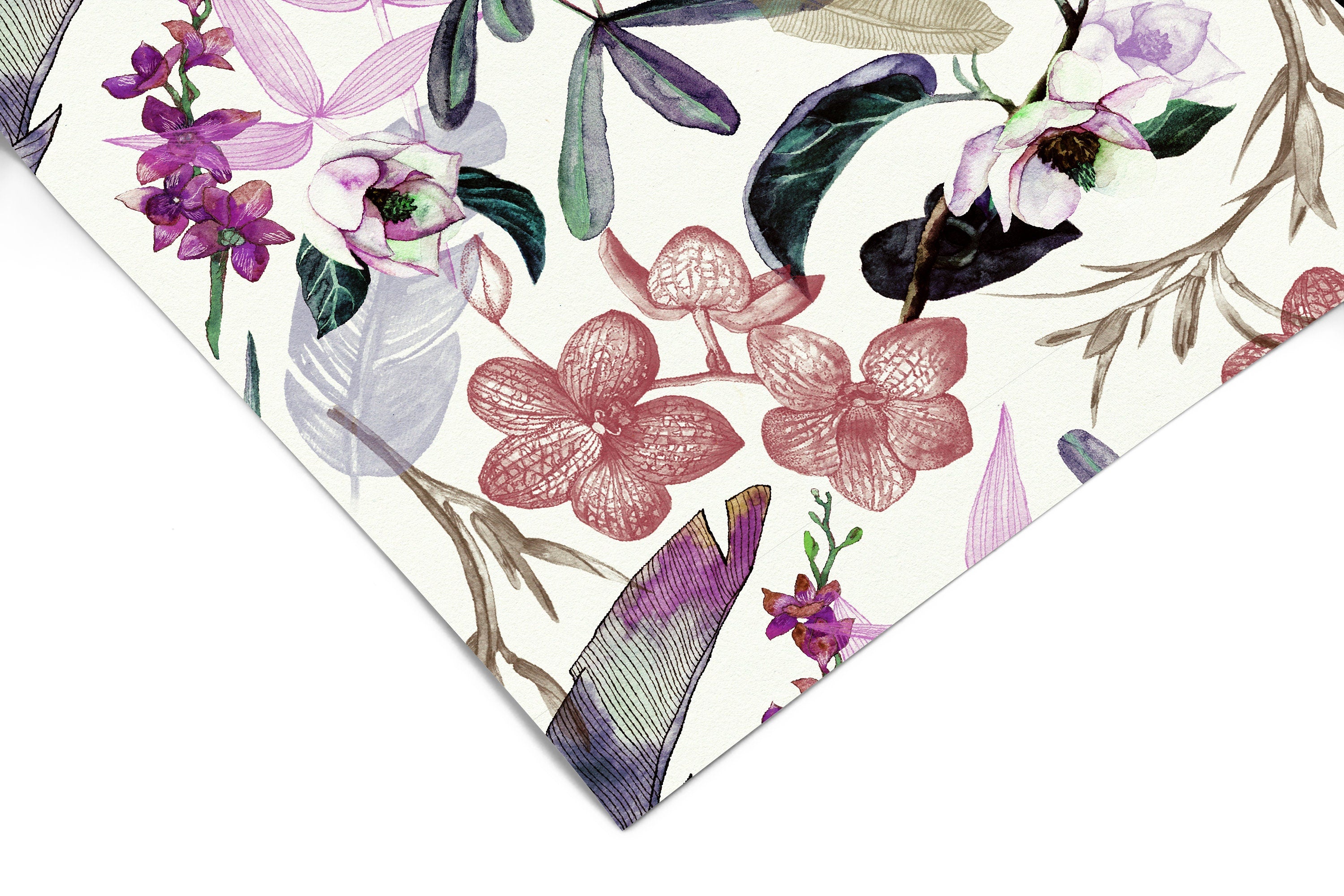 Purple Tropical Floral Wallpaper | Removable Wallpaper | Peel And Stick Wallpaper | Adhesive Wallpaper | Wall Paper Peel Stick Mural 2351 - JamesAndColors