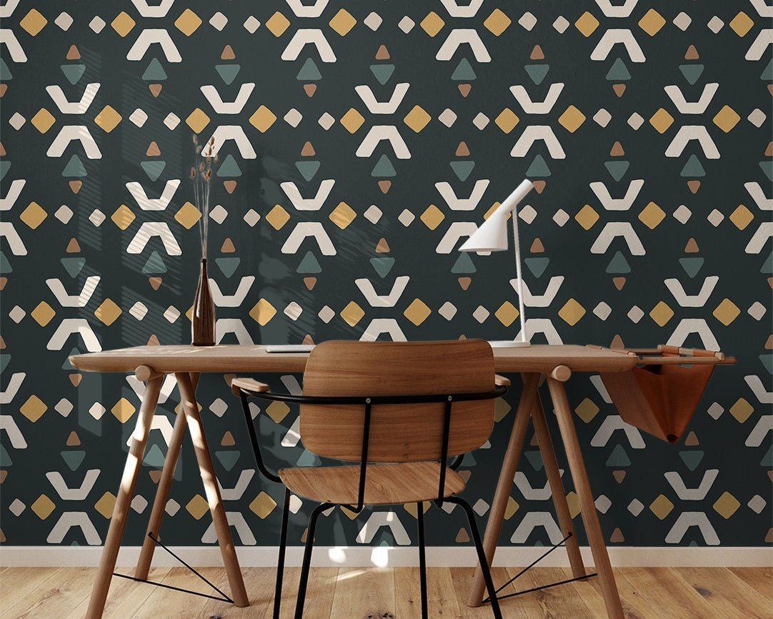 Geometric Boho Wallpaper | Wallpaper Peel and Stick | Removable Wallpaper | Peel and Stick Wallpaper | Wall Paper Peel And Stick  2378 - JamesAndColors