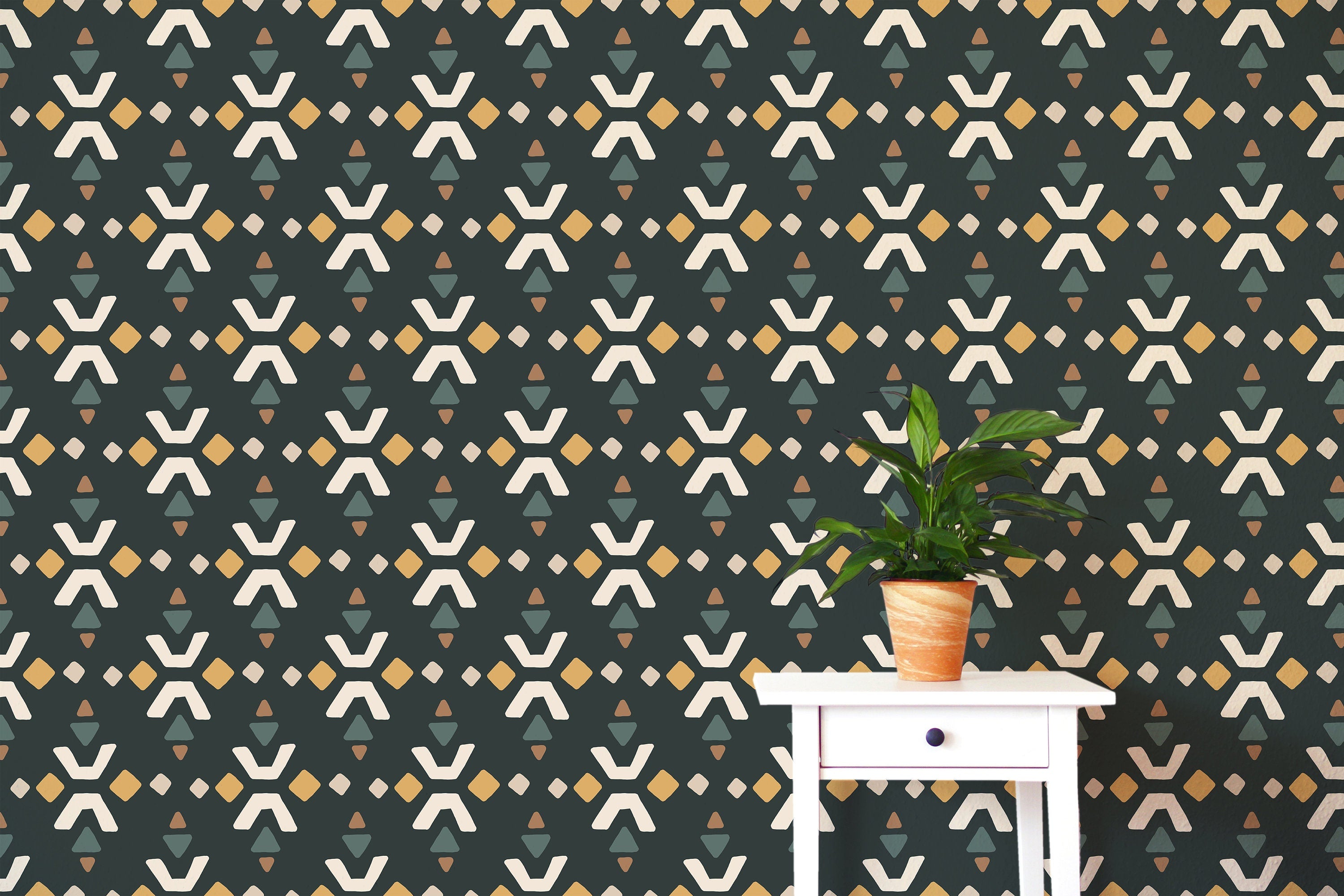 Geometric Boho Wallpaper | Wallpaper Peel and Stick | Removable Wallpaper | Peel and Stick Wallpaper | Wall Paper Peel And Stick  2378 - JamesAndColors
