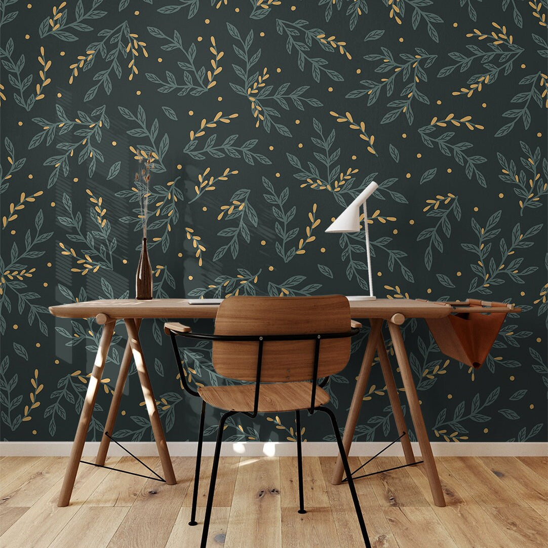 Dark Floral Boho Wallpaper | Wallpaper Peel and Stick | Removable Wallpaper | Peel and Stick Wallpaper | Wall Paper Peel And Stick  2376 - JamesAndColors