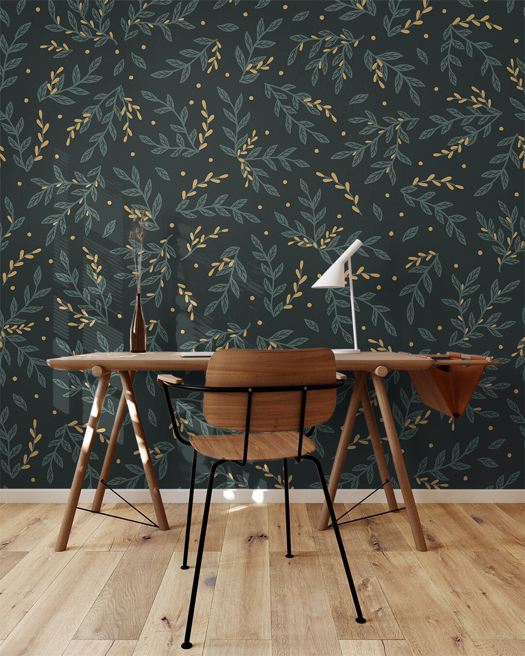 Dark Floral Boho Wallpaper | Wallpaper Peel and Stick | Removable Wallpaper | Peel and Stick Wallpaper | Wall Paper Peel And Stick  2376 - JamesAndColors