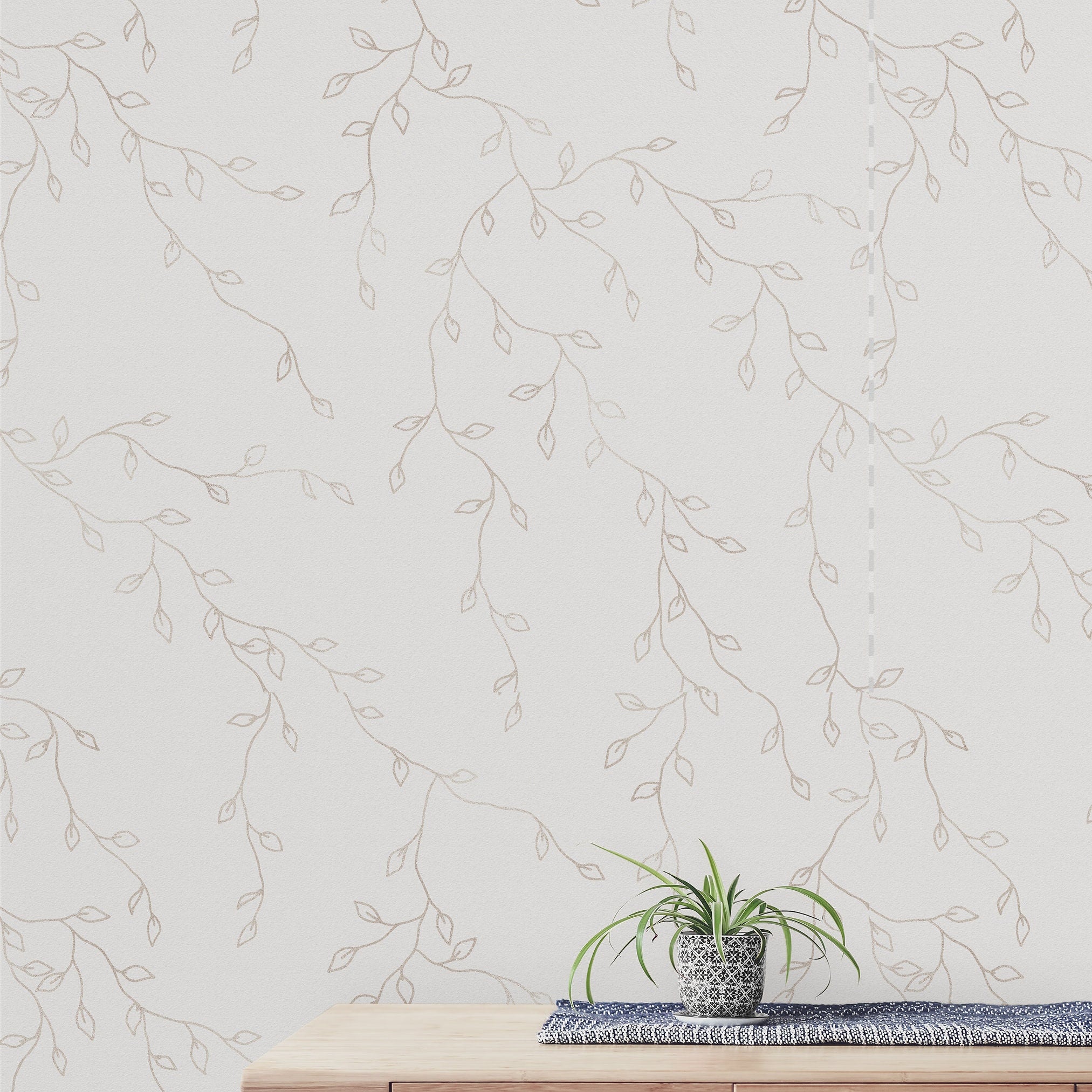 Ivory Floral Leaf Wallpaper | Wallpaper Peel and Stick | Removable Wallpaper | Wall Paper Peel And Stick | Wall Mural | Wall Decor 130 - JamesAndColors