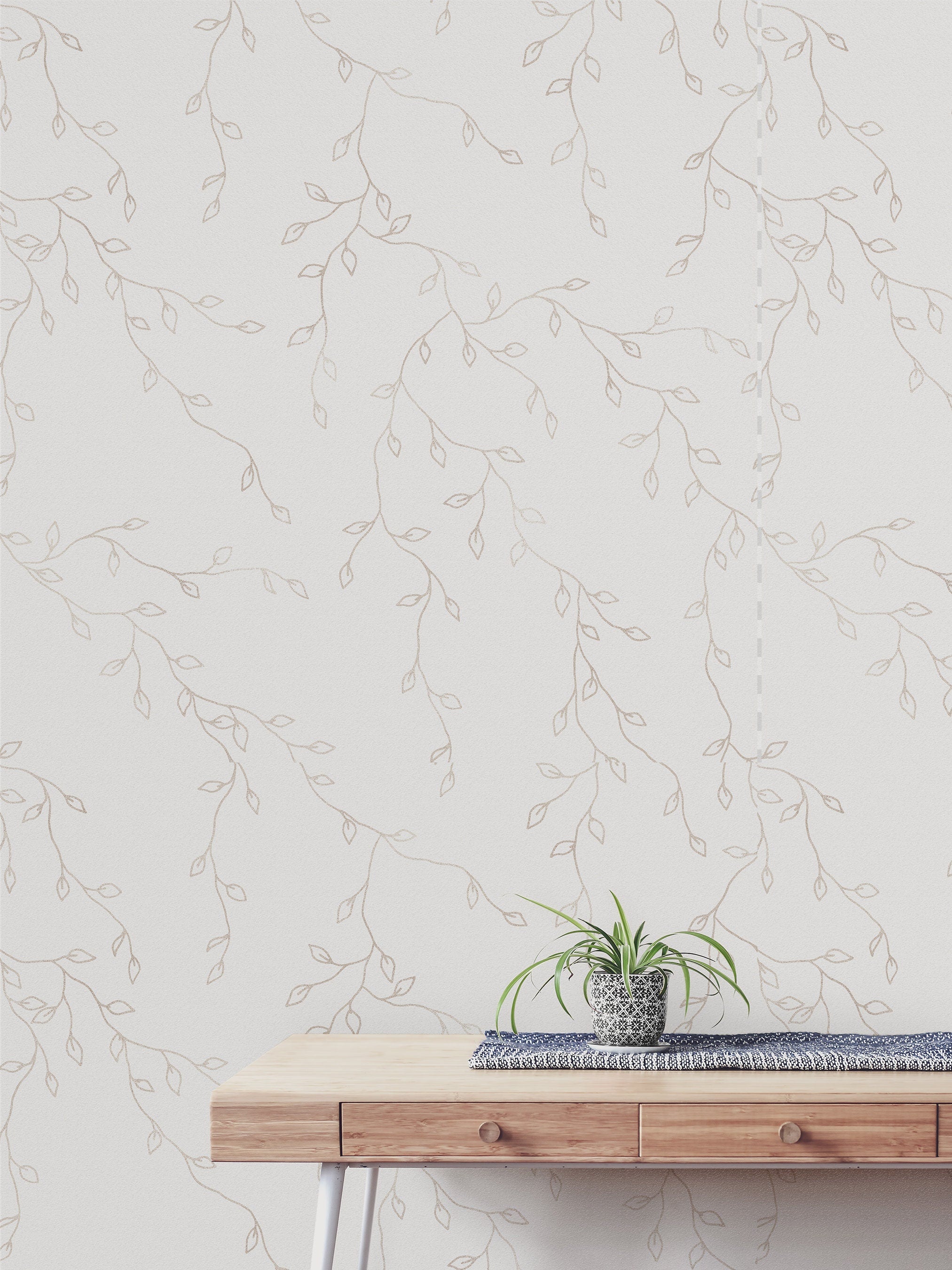 Ivory Floral Leaf Wallpaper | Wallpaper Peel and Stick | Removable Wallpaper | Wall Paper Peel And Stick | Wall Mural | Wall Decor 130 - JamesAndColors