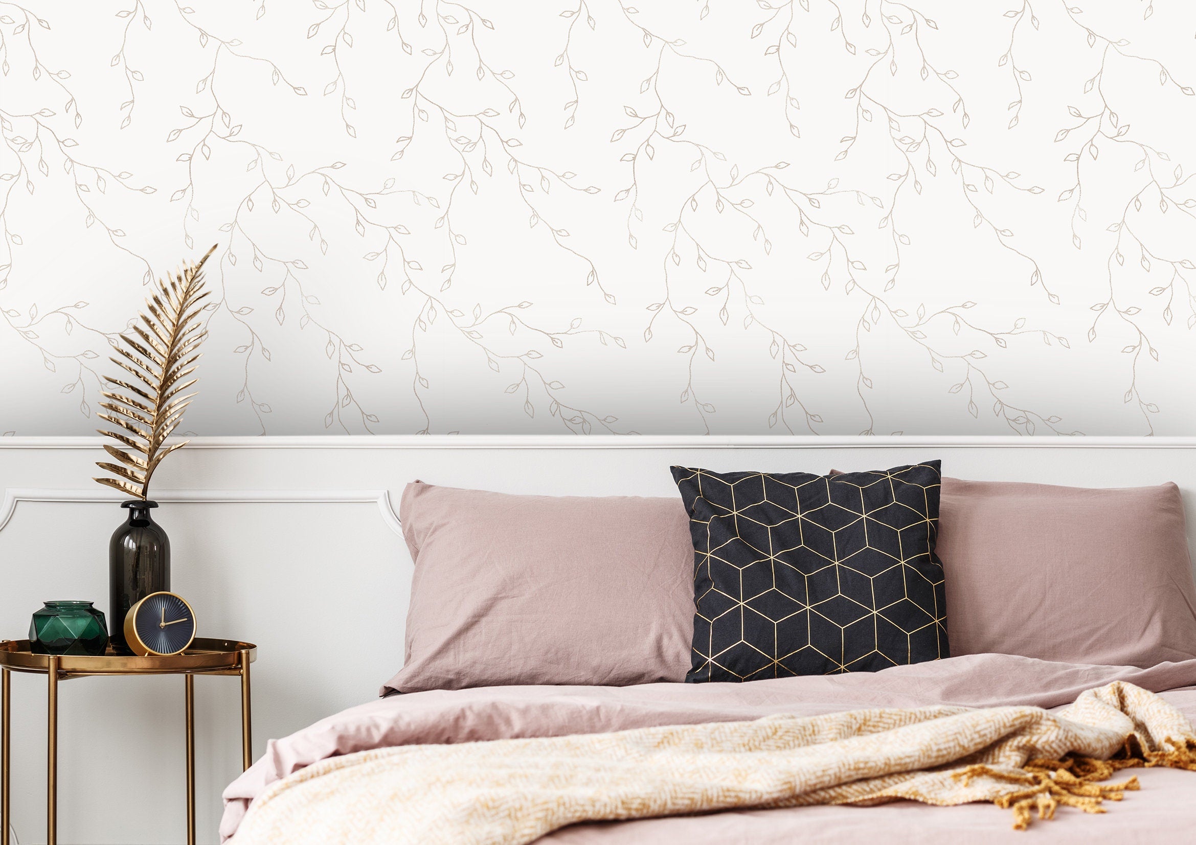 Ivory Floral Leaf Wallpaper | Wallpaper Peel and Stick | Removable Wallpaper | Wall Paper Peel And Stick | Wall Mural | Wall Decor 130 - JamesAndColors