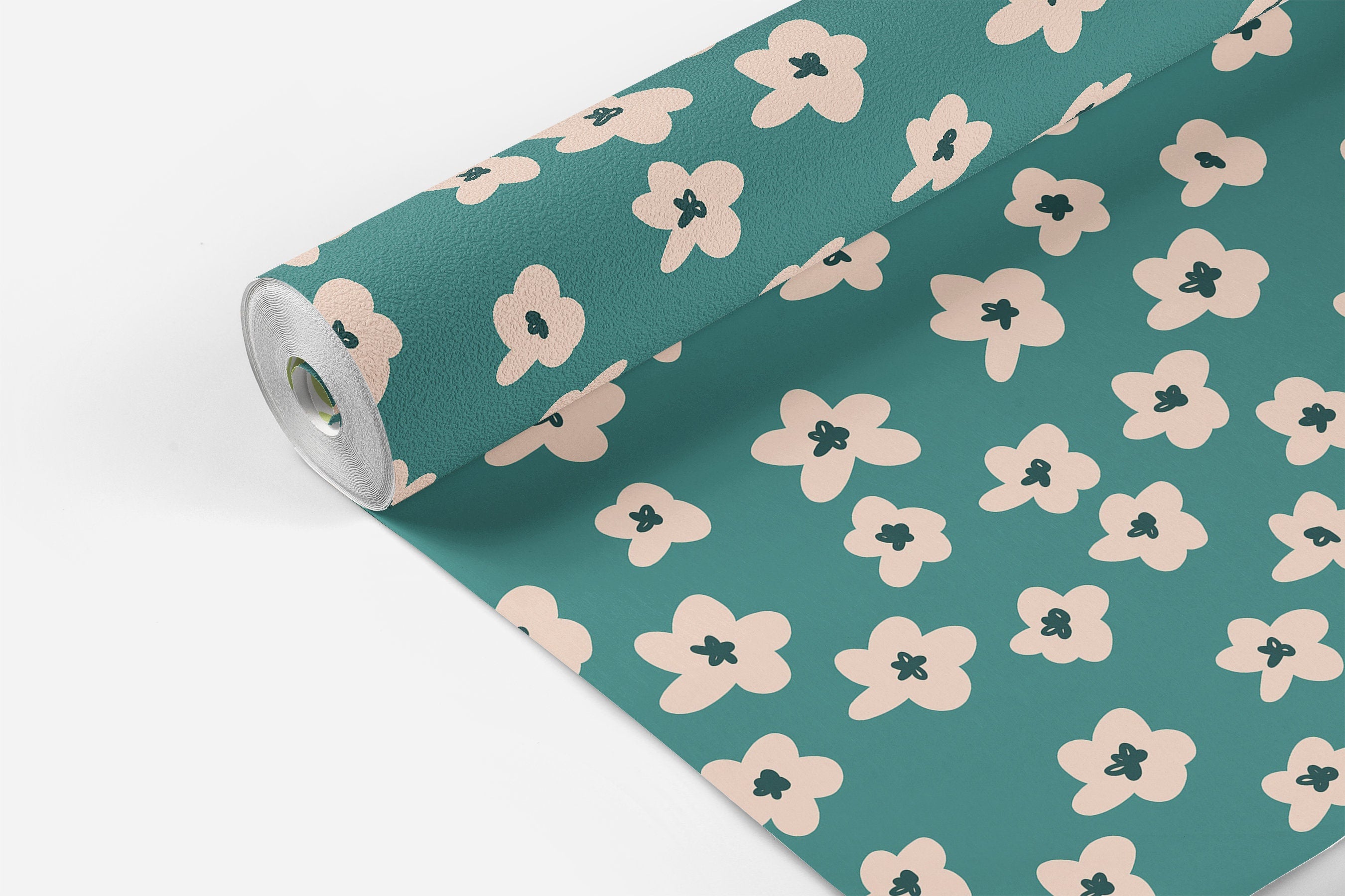 Teal Cream Mini Flower Wallpaper | Wallpaper Peel and Stick | Removable Wallpaper | Wall Paper Peel And Stick | Wall Mural | Wall Decor 147 - JamesAndColors