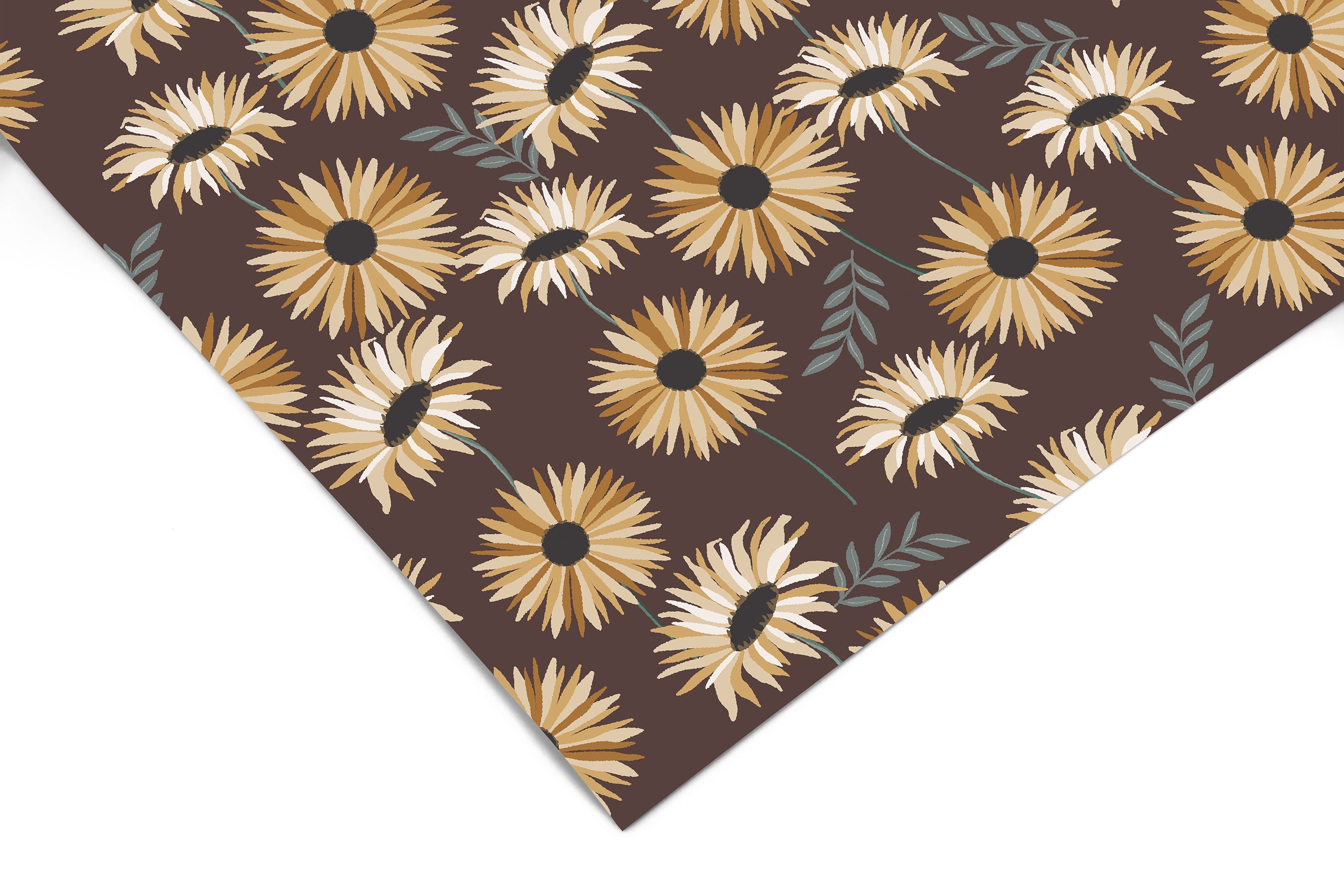 Gold Daisy Floral Contact Paper | Peel And Stick Wallpaper | Removable Wallpaper | Shelf Liner | Drawer Liner | Peel and Stick Paper 496