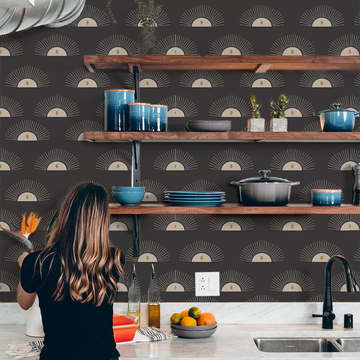 Boho Decor Sun Wallpaper | Wallpaper Peel and Stick | Removable Wallpaper | Wall Paper Peel And Stick | Wall Mural Wall Decor 2394 - JamesAndColors