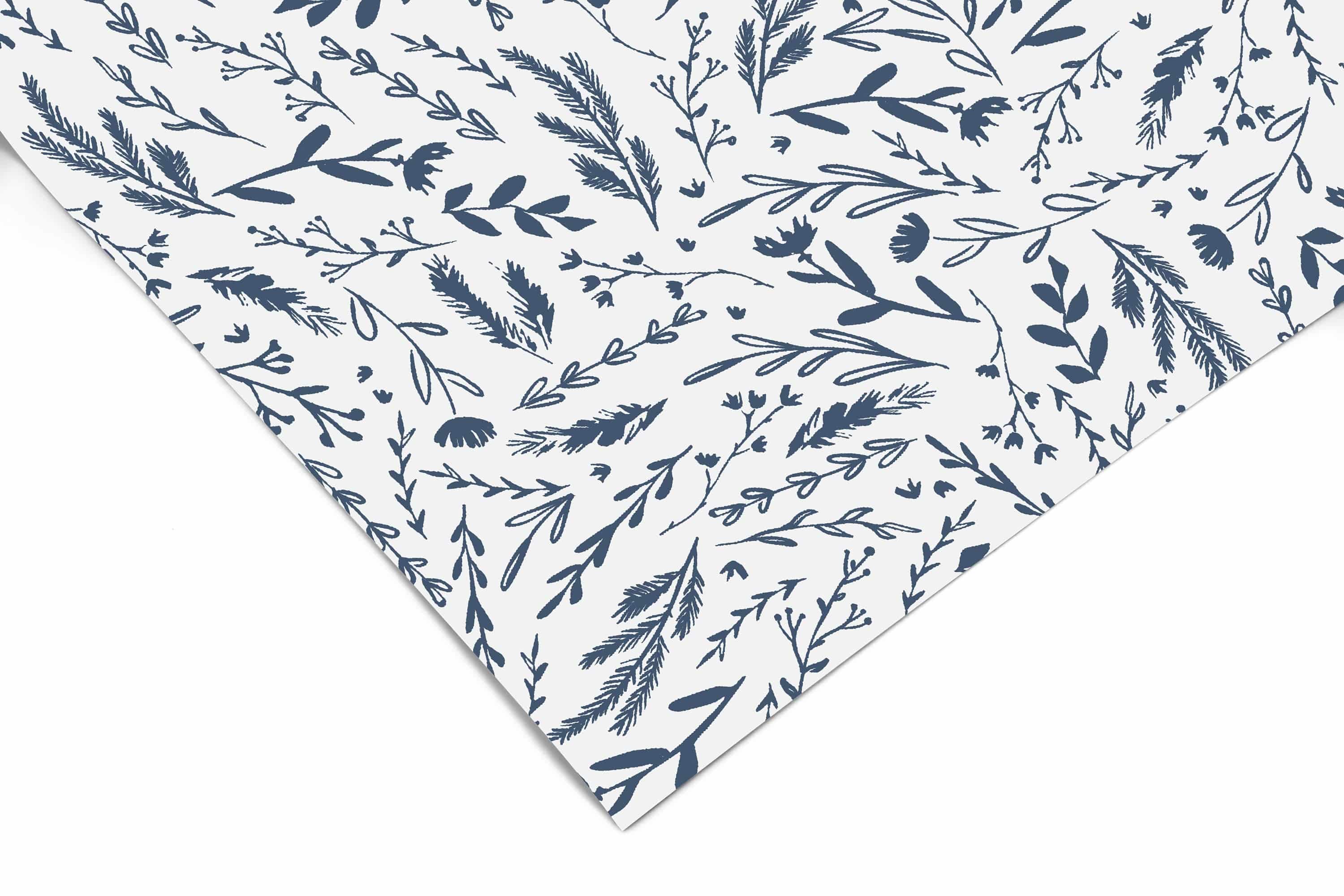 Blue Farmhouse Floral Contact Paper | Peel And Stick Wallpaper | Removable Wallpaper | Shelf Liner | Drawer Liner | Peel and Stick Paper 525