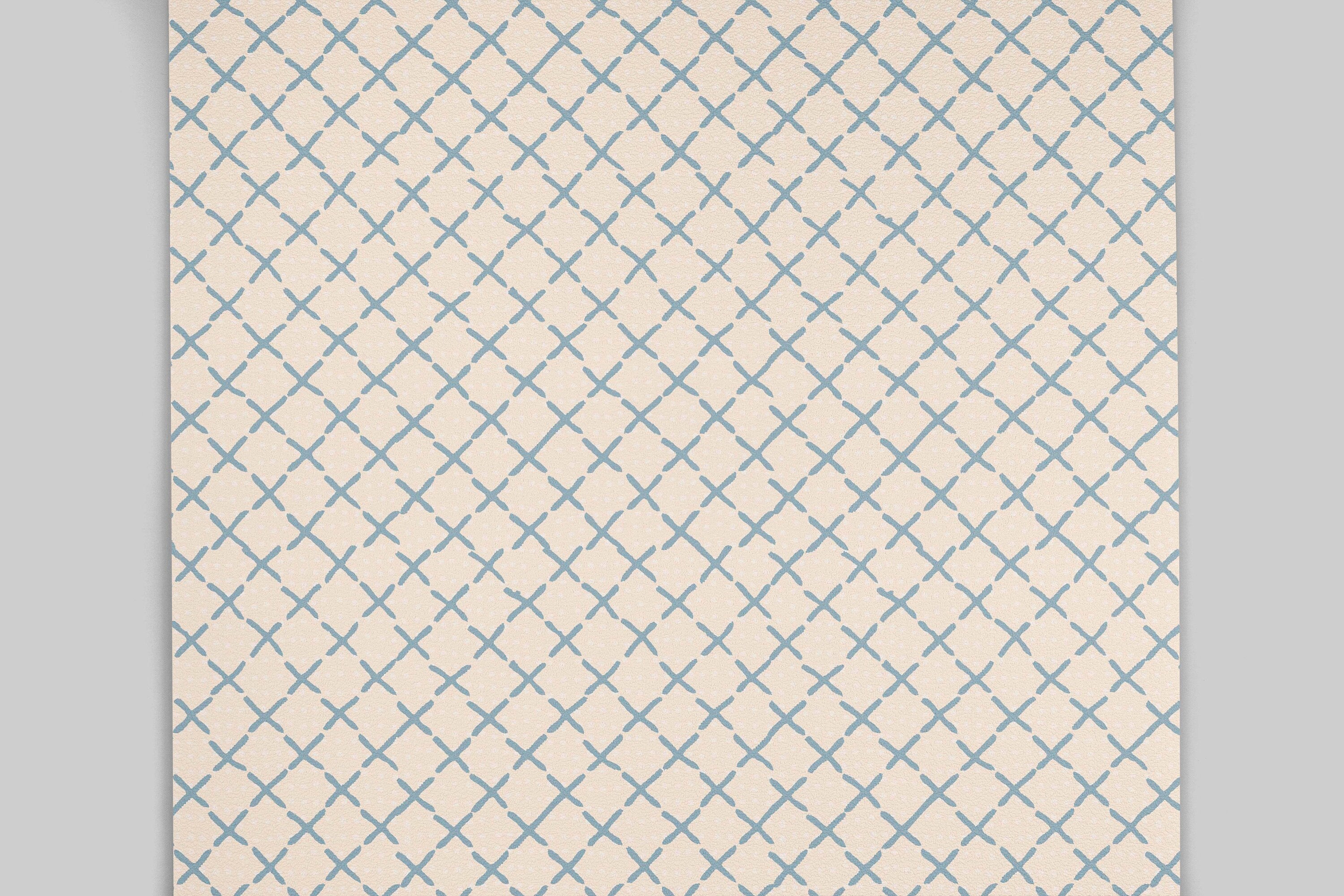 Hand Drawn Line Blue Cream Wallpaper | Wallpaper Peel and Stick | Removable Wallpaper | Wall Paper Peel And Stick | Wall Mural Wall 372 - JamesAndColors