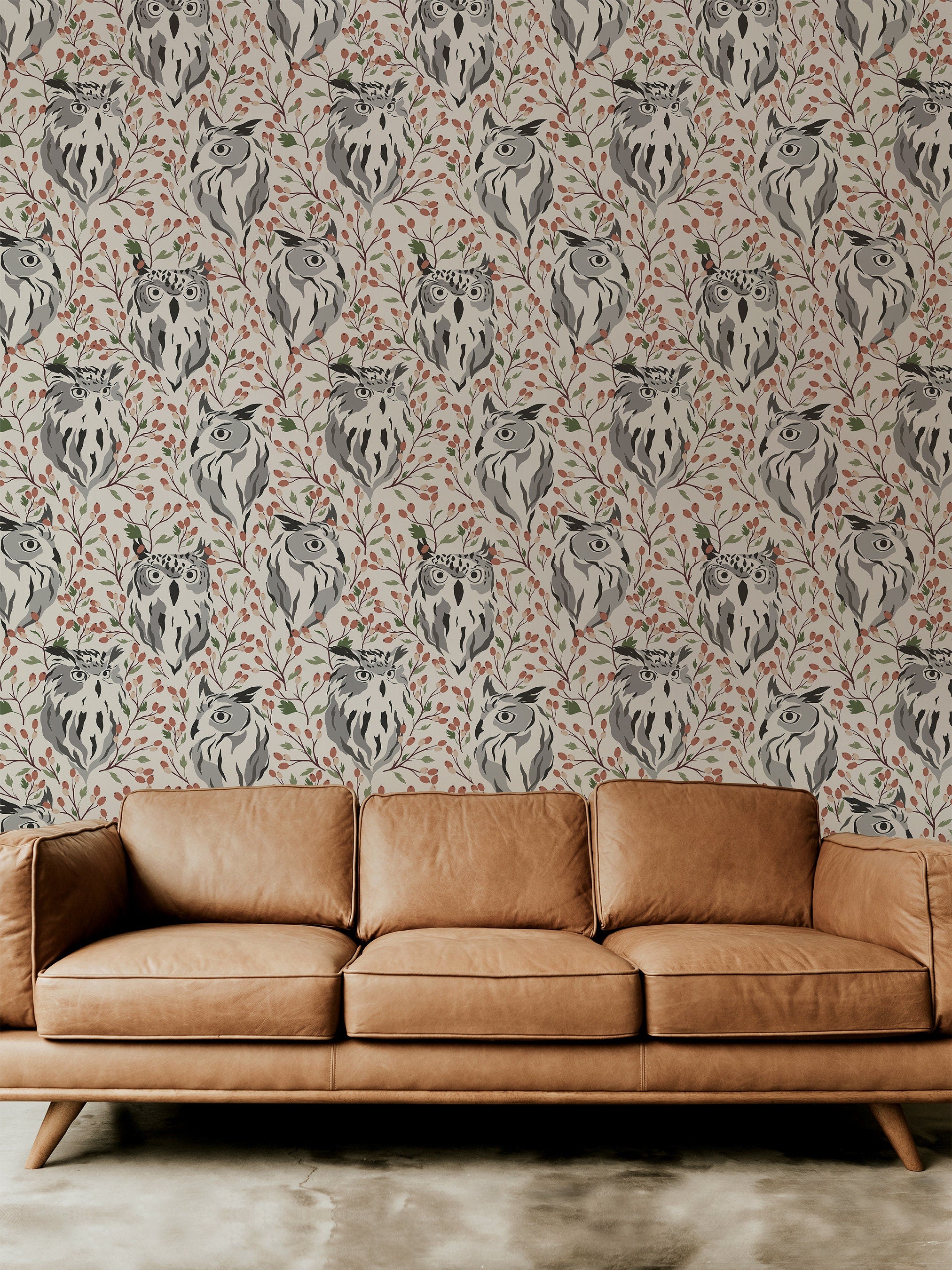Large Floral Owl Boho Wallpaper | Wallpaper Peel and Stick | Removable Wallpaper | Wall Paper Peel And Stick | Wall Mural Wall Decor 135 - JamesAndColors