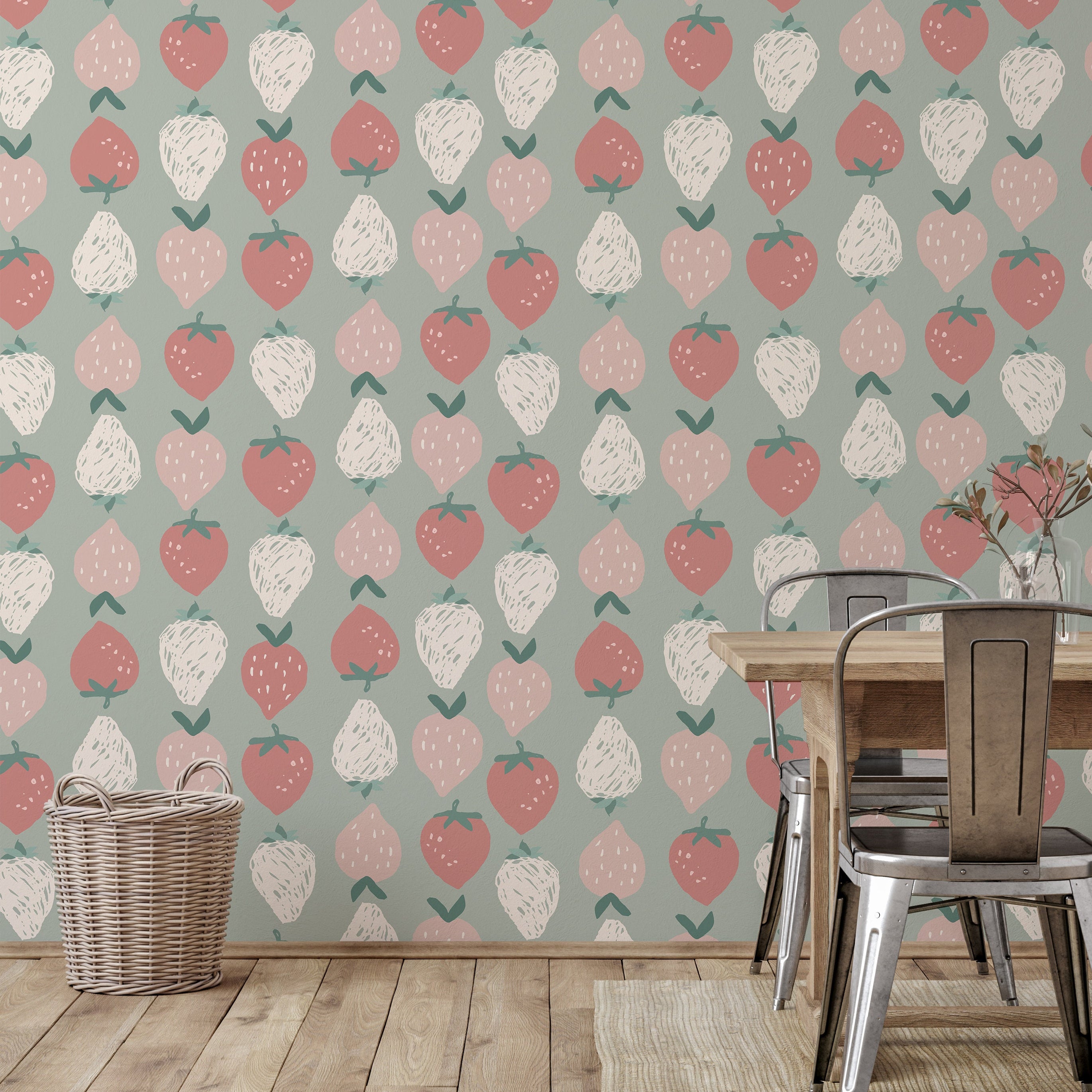 Strawberry Kitchen Wallpaper | Wallpaper Peel and Stick | Removable Wallpaper | Wall Paper Peel And Stick | Wall Mural Wall Decor 3400 - James And Colors