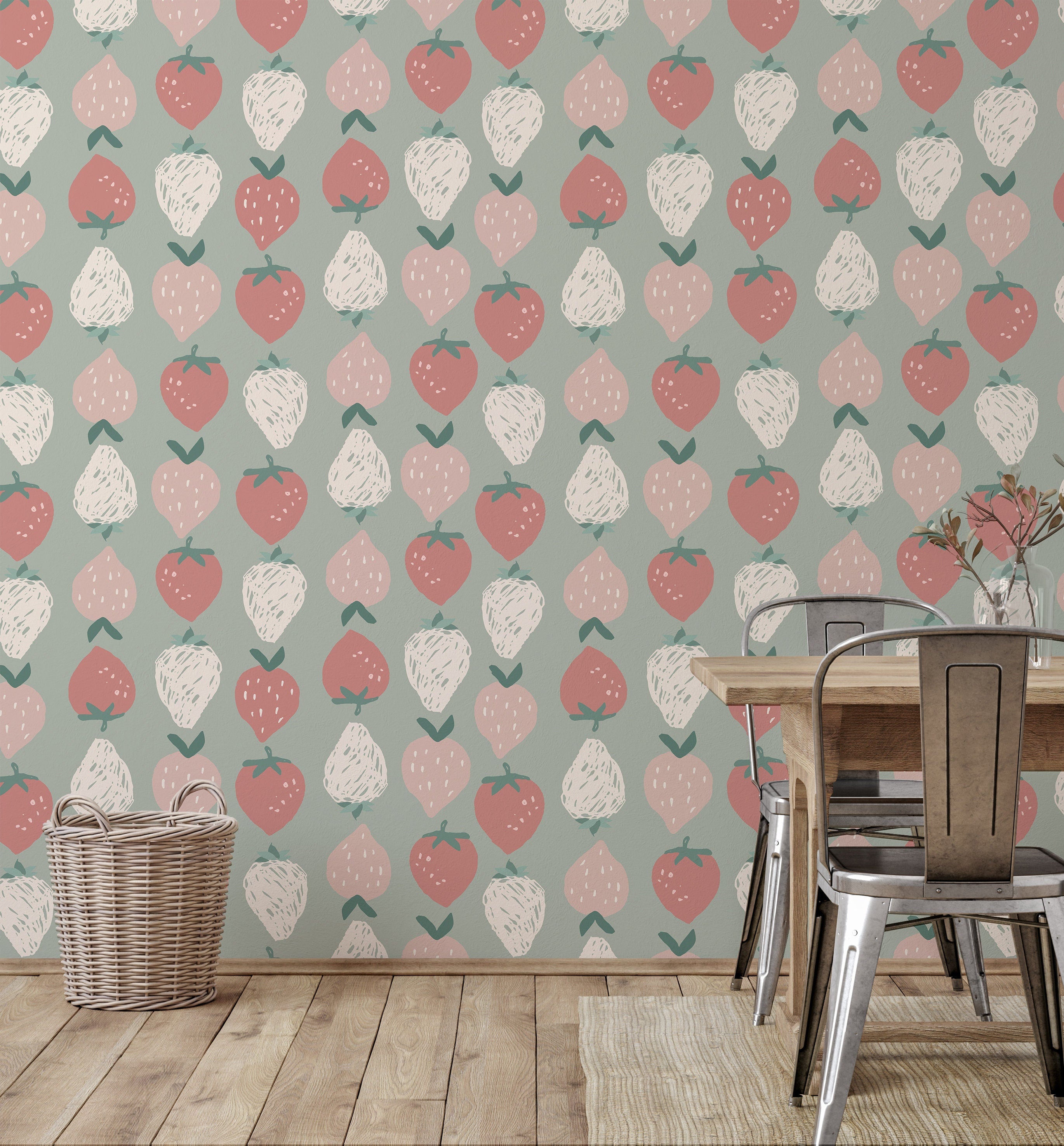 Strawberry Kitchen Wallpaper | Wallpaper Peel and Stick | Removable Wallpaper | Wall Paper Peel And Stick | Wall Mural Wall Decor 3400 - James And Colors