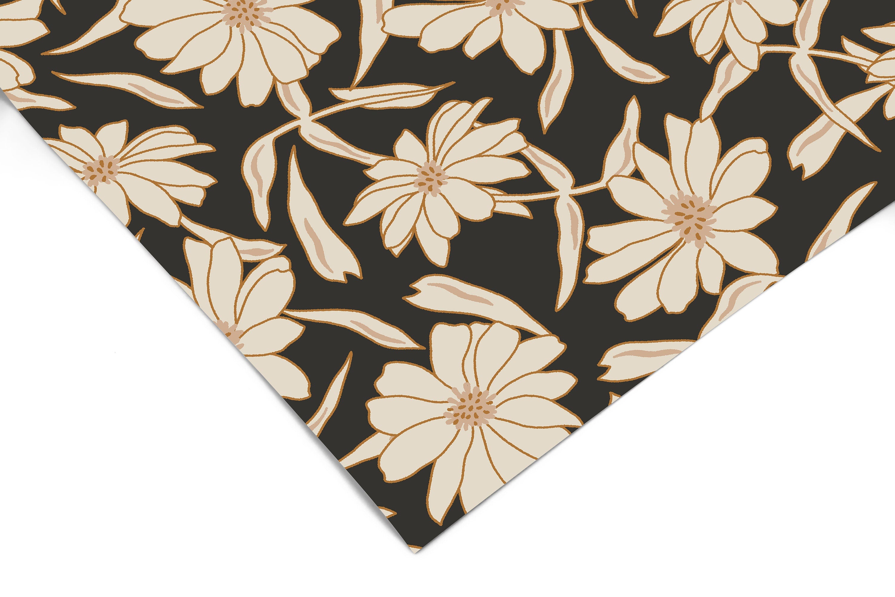 Black And Cream Floral Wallpaper | Wallpaper Peel and Stick | Removable Wallpaper | Wall Paper Peel And Stick | Wall Mural | Wall Decor 3412 - JamesAndColors