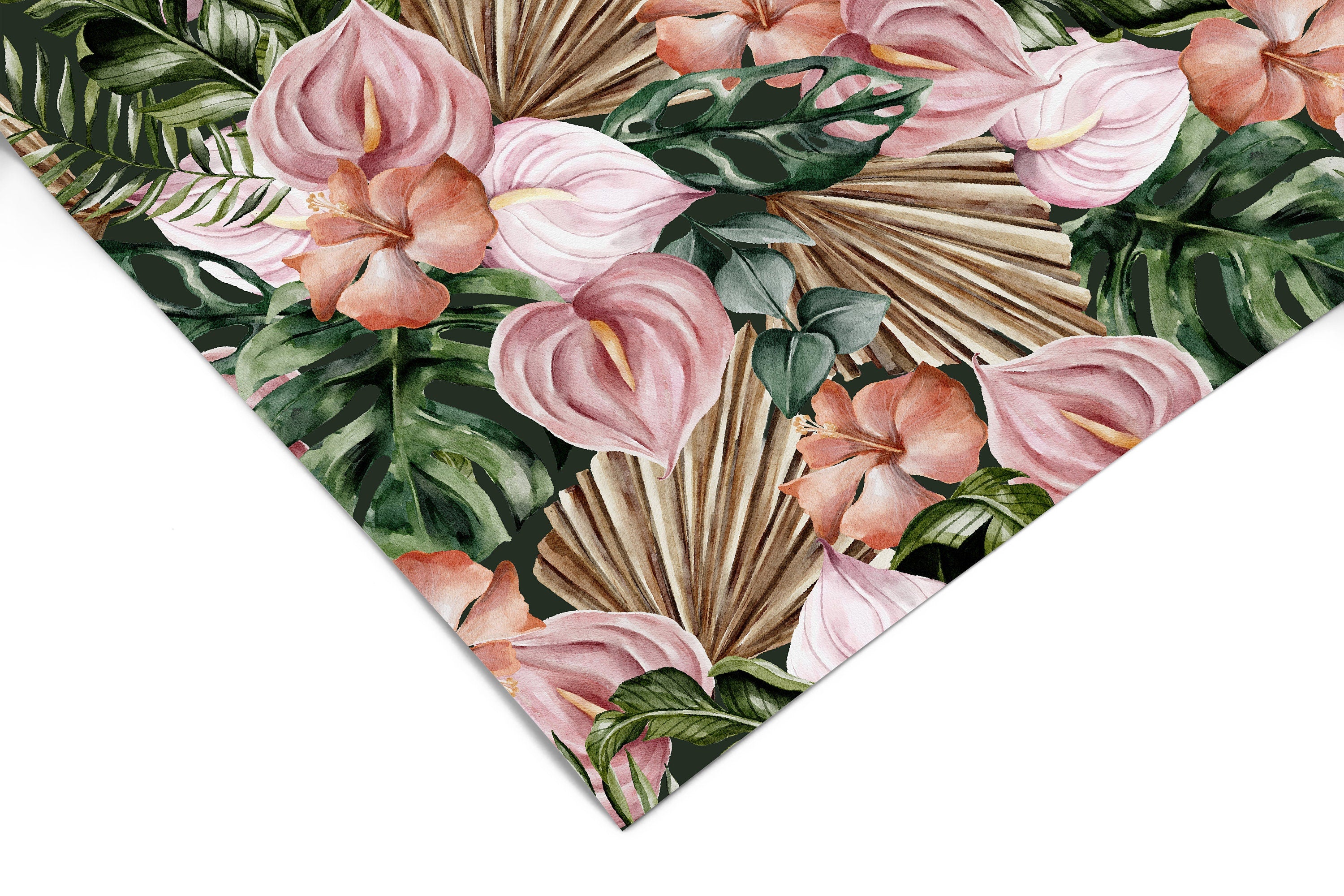 Moody Tropical Floral Contact Paper | Peel And Stick Wallpaper | Removable Wallpaper | Shelf Liner | Drawer Liner | Peel and Stick Paper 641