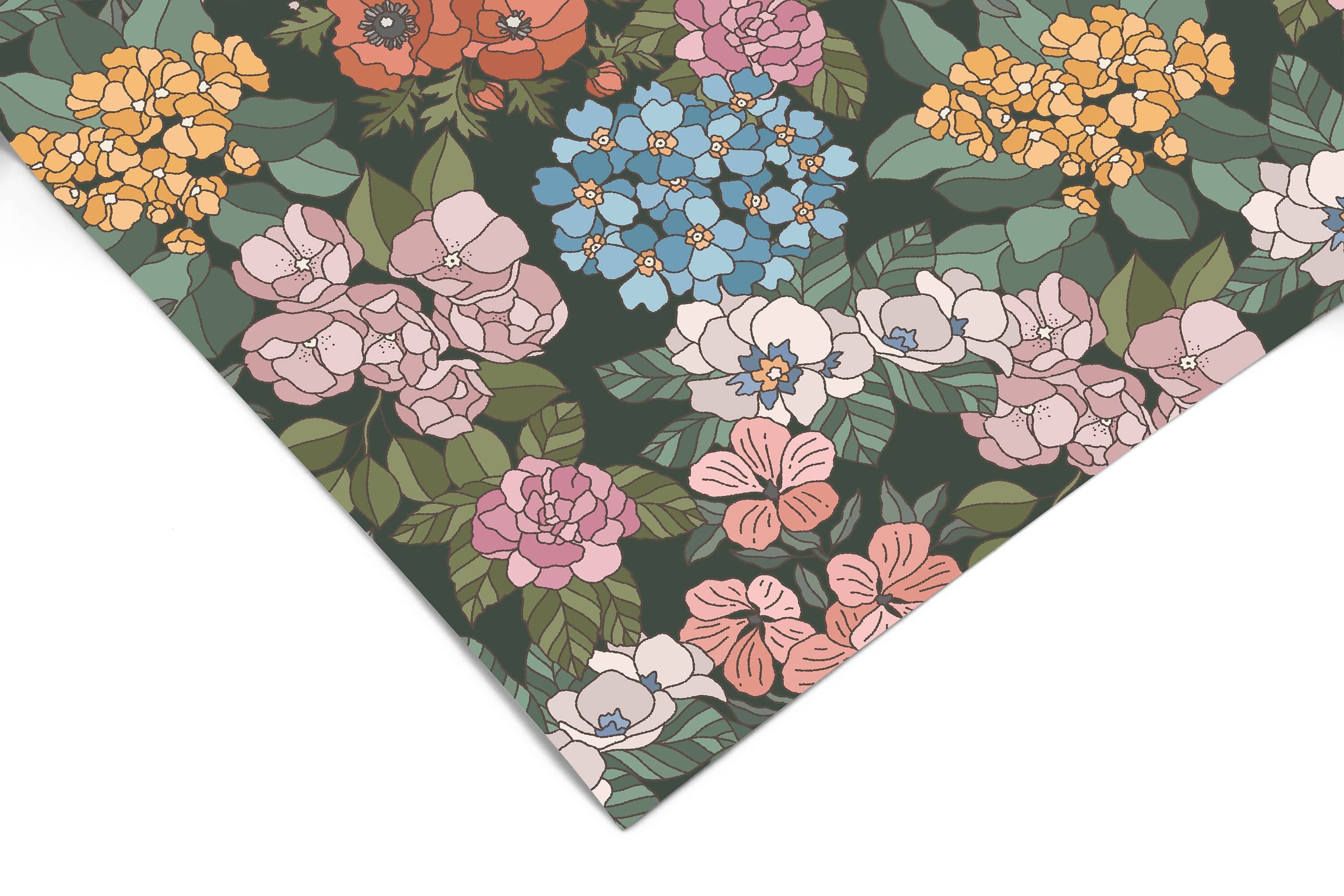 Botanic Garden Floral Contact Paper | Peel And Stick Wallpaper | Removable Wallpaper | Shelf Liner | Drawer Liner | Peel and Stick Paper 648