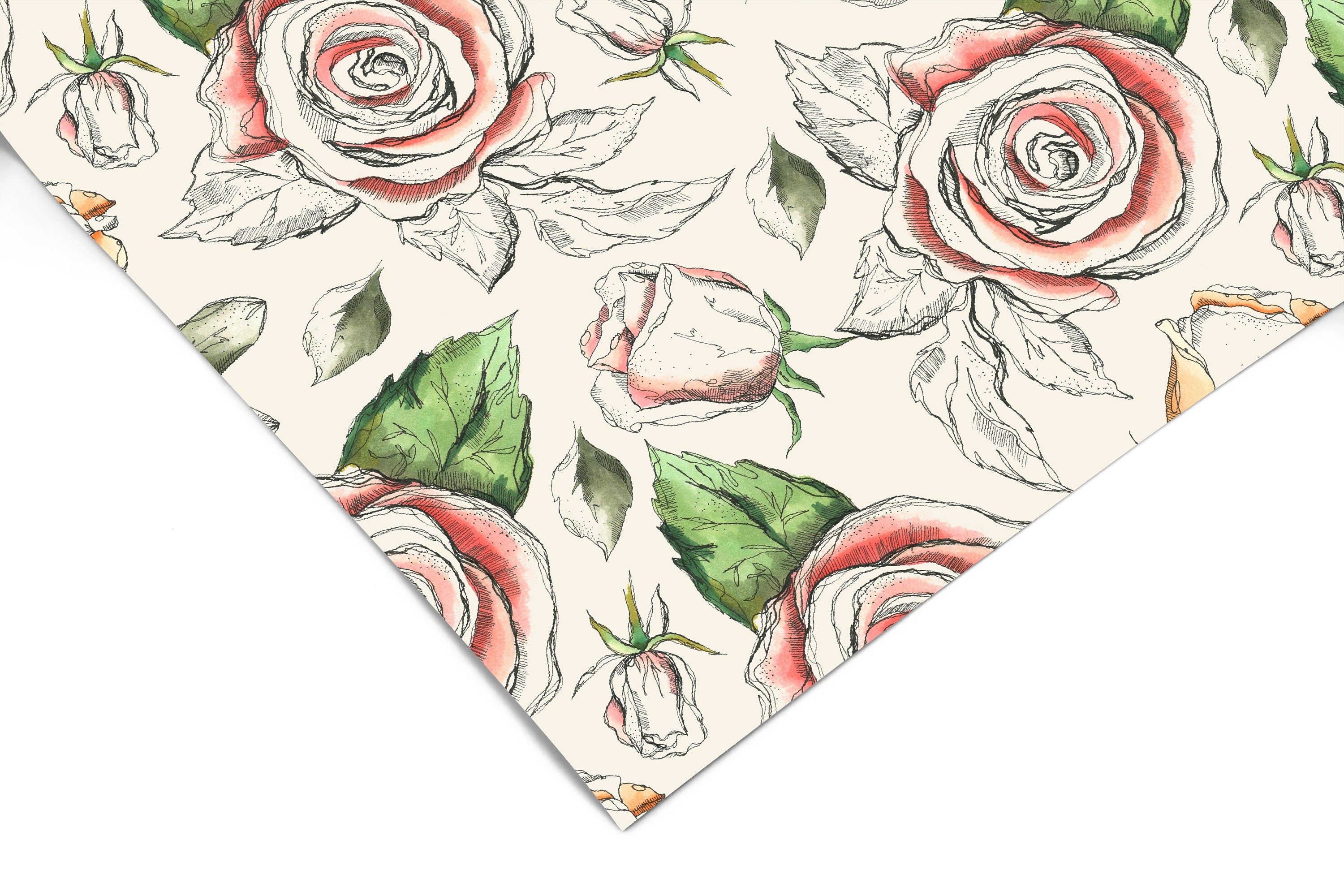 Watercolor Roses Contact Paper | Peel And Stick Wallpaper | Removable Wallpaper | Shelf Liner | Drawer Liner | Peel and Stick Paper 545 - JamesAndColors