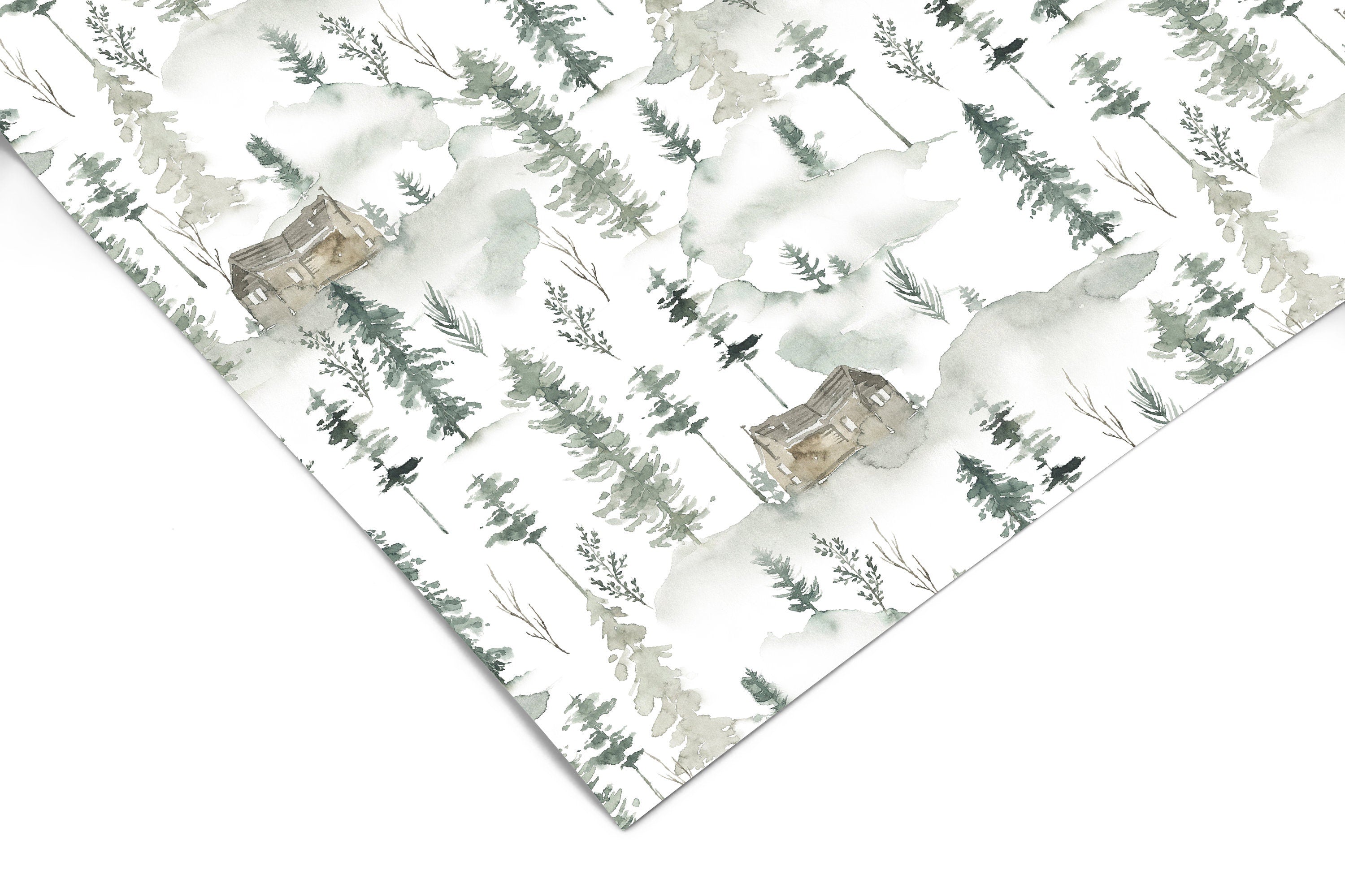 Pine Forest Cabins Contact Paper | Peel And Stick Wallpaper | Removable Wallpaper | Shelf Liner | Drawer Liner | Peel and Stick Paper 656 - JamesAndColors