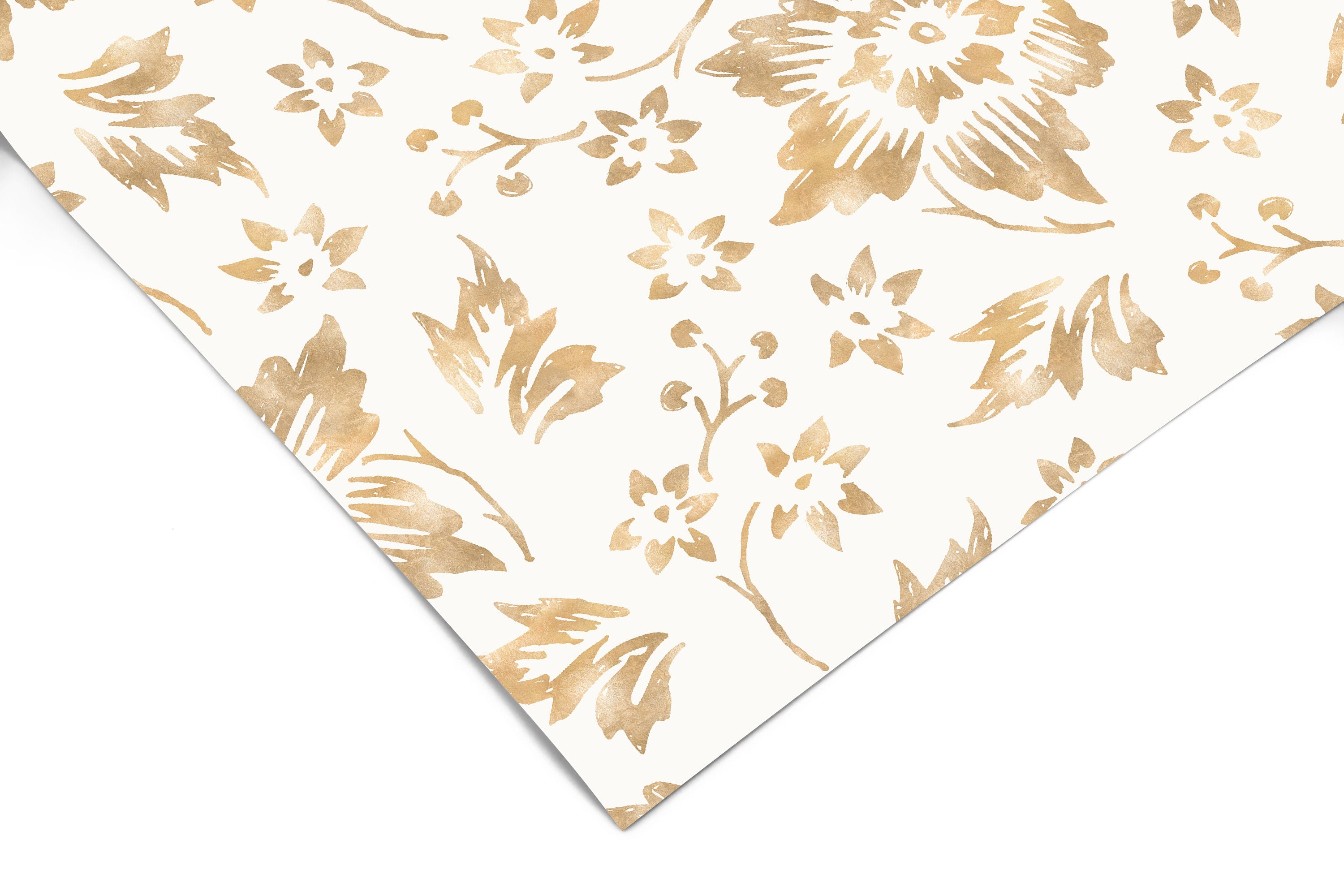 Golden Floral Contact Paper | Peel And Stick Wallpaper | Removable Wallpaper | Shelf Liner | Drawer Liner | Peel and Stick Paper 581