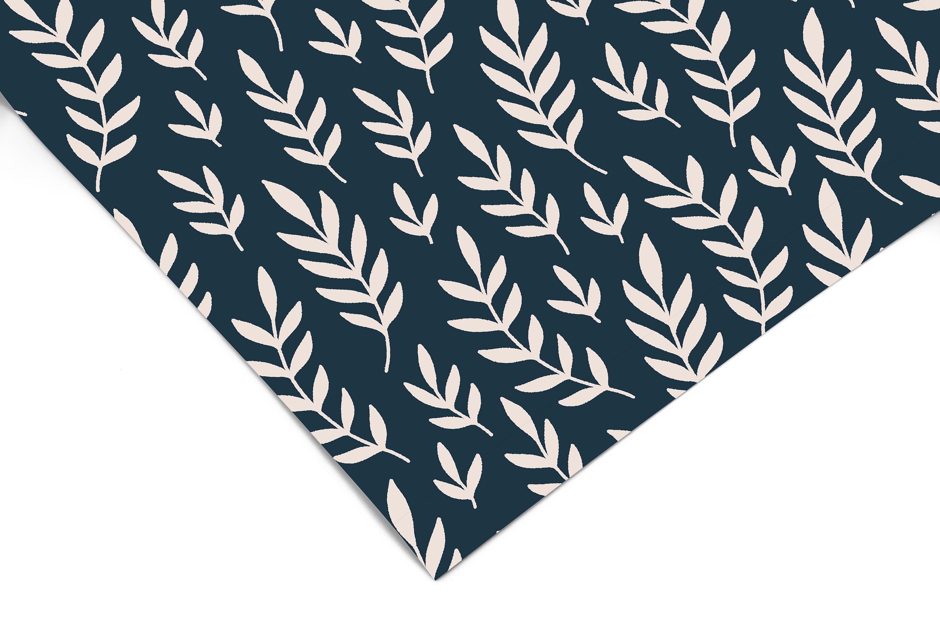 Navy Cream Leaf Contact Paper | Peel And Stick Wallpaper | Removable Wallpaper | Shelf Liner | Drawer Liner | Peel and Stick Paper 586 - JamesAndColors