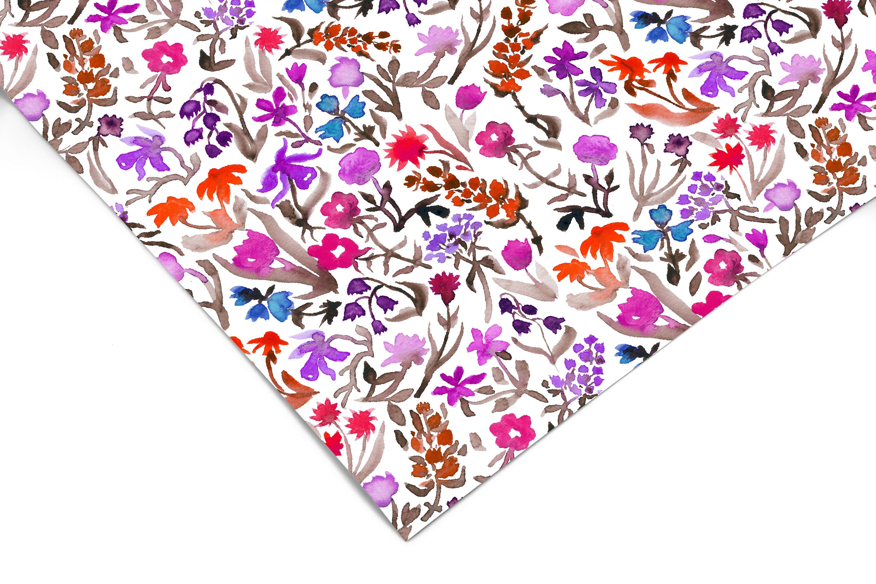 Watercolor Floral Contact Paper | Peel And Stick Wallpaper | Removable Wallpaper | Shelf Liner | Drawer Liner | Peel and Stick Paper 684