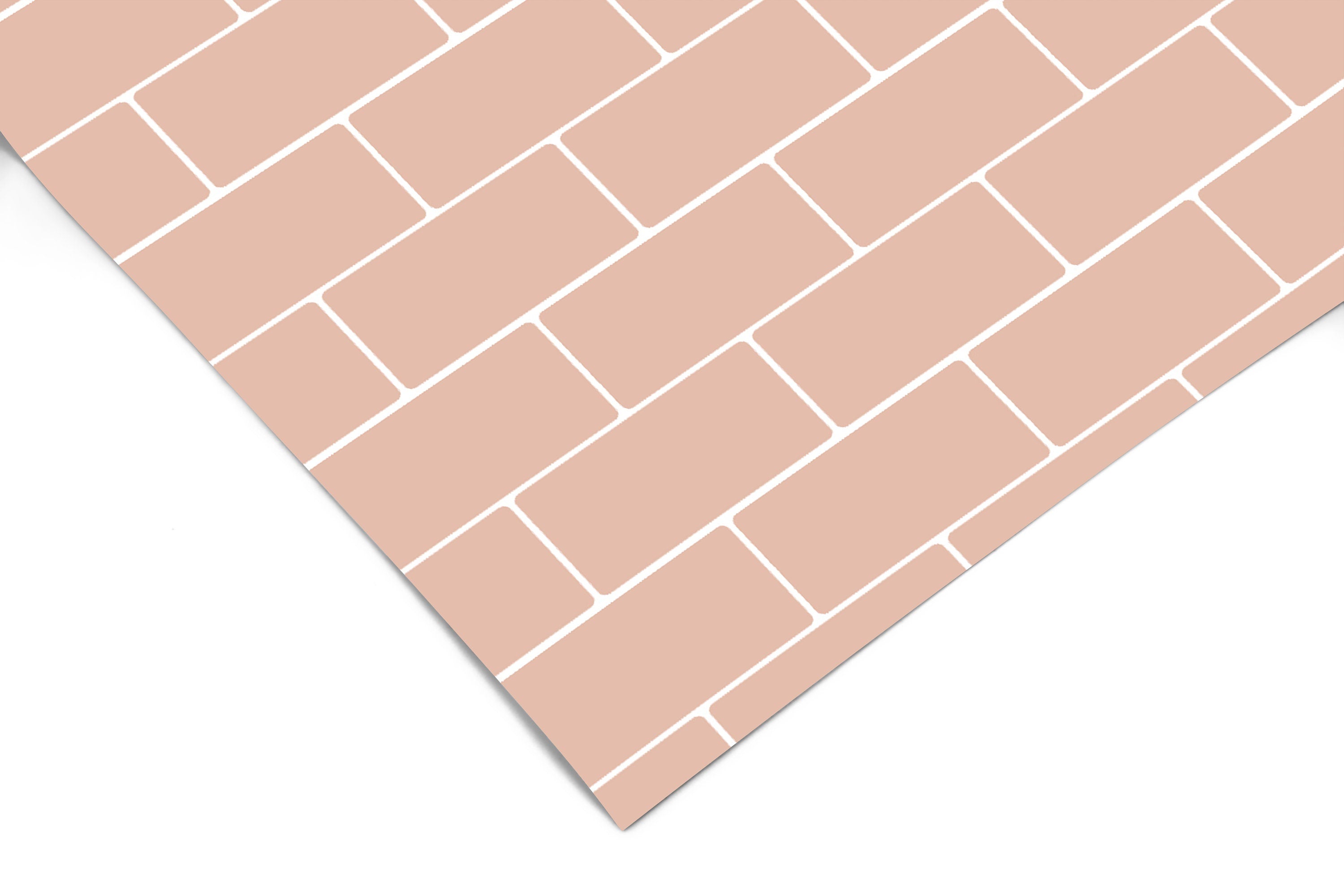 Pale Pink Subway Tile Contact Paper | Peel And Stick Wallpaper | Removable Wallpaper | Shelf Liner | Drawer Liner | Peel and Stick Paper 691 - JamesAndColors