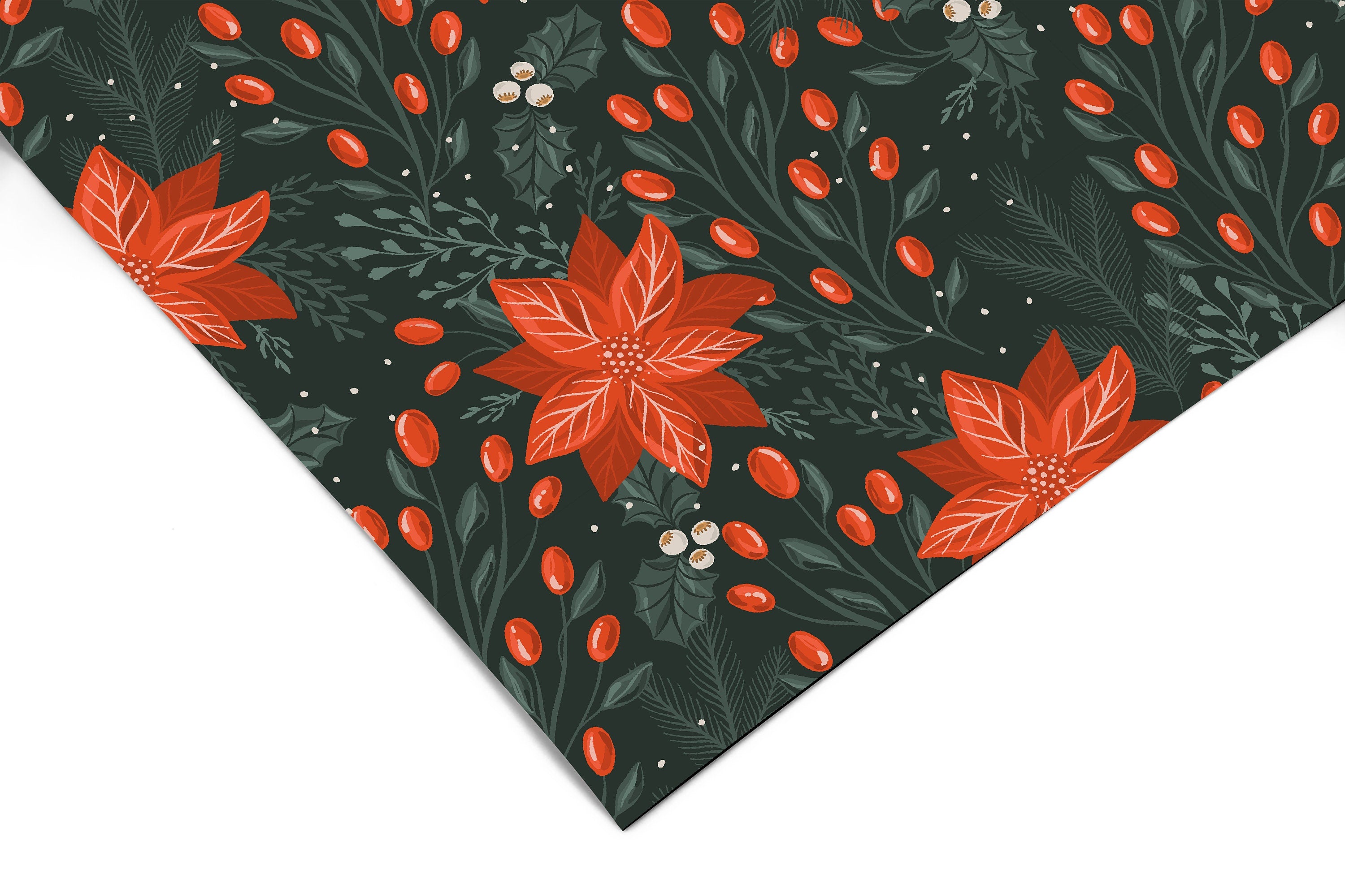Poinsettia Holiday Contact Paper | Peel And Stick Wallpaper | Removable Wallpaper | Shelf Liner | Drawer Liner | Peel and Stick Paper 598 - JamesAndColors