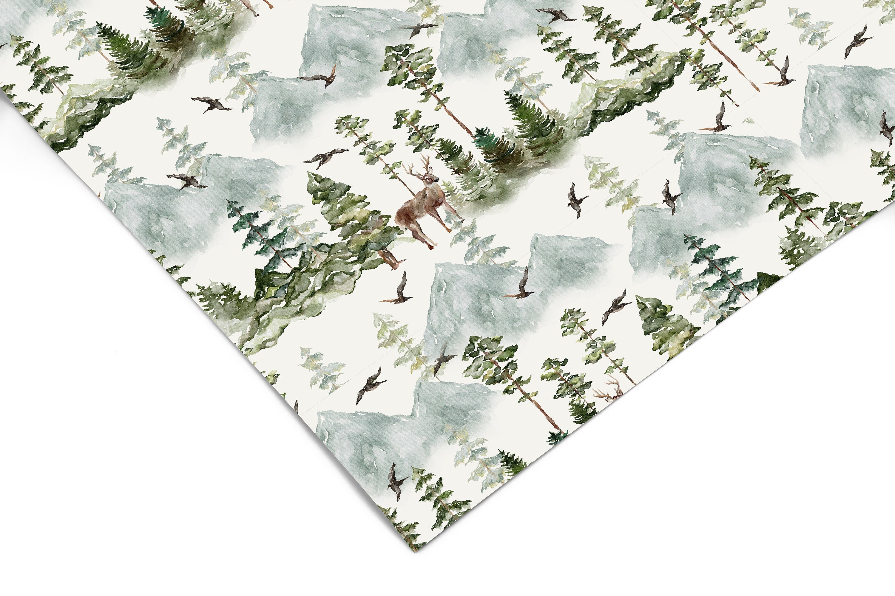 Watercolor Forest Contact Paper | Peel And Stick Wallpaper | Removable Wallpaper | Shelf Liner | Drawer Liner | Peel and Stick Paper 608 - JamesAndColors