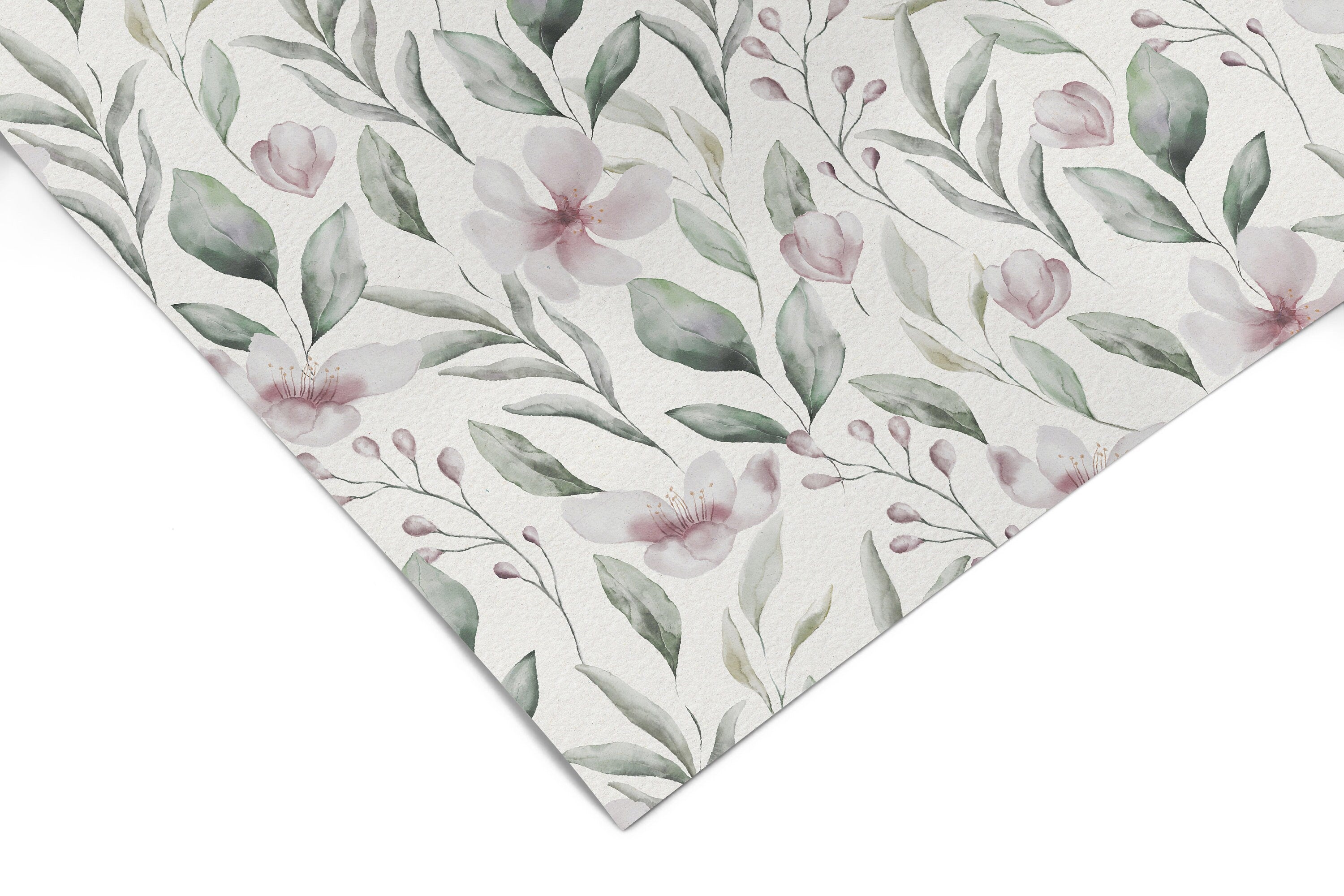 Green Floral Contact Paper | Peel And Stick Wallpaper | Removable Wallpaper | Shelf Liner | Drawer Liner | Peel and Stick Paper 611