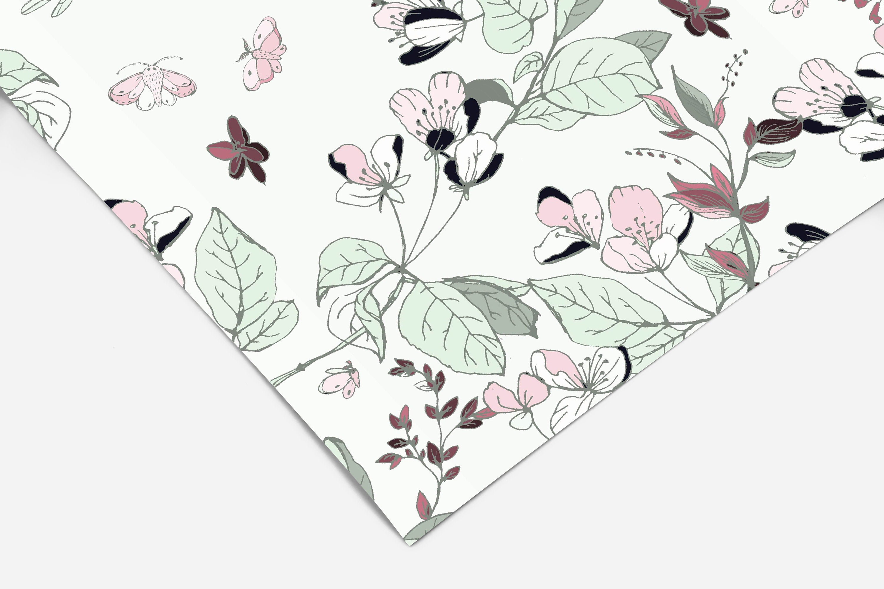 Soft Pink And White Floral Vines Wallpaper | Wallpaper Peel and Stick | Removable Wallpaper | Wall Paper Peel And Stick 3444 - JamesAndColors