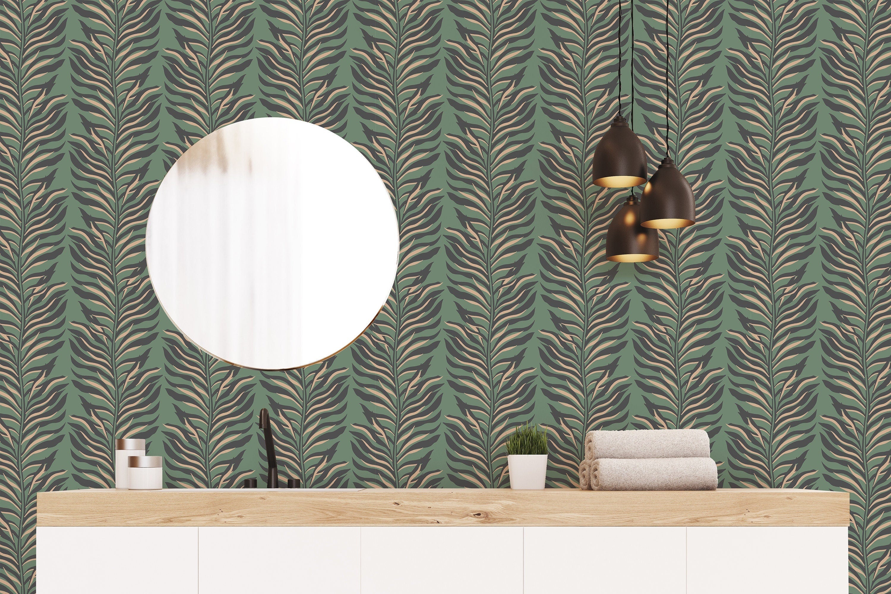 Farmhouse Green Vine Wallpaper | Wallpaper Peel and Stick | Removable Wallpaper | Wall Paper Peel And Stick | Wall Mural | Wall Decor 3413 - JamesAndColors