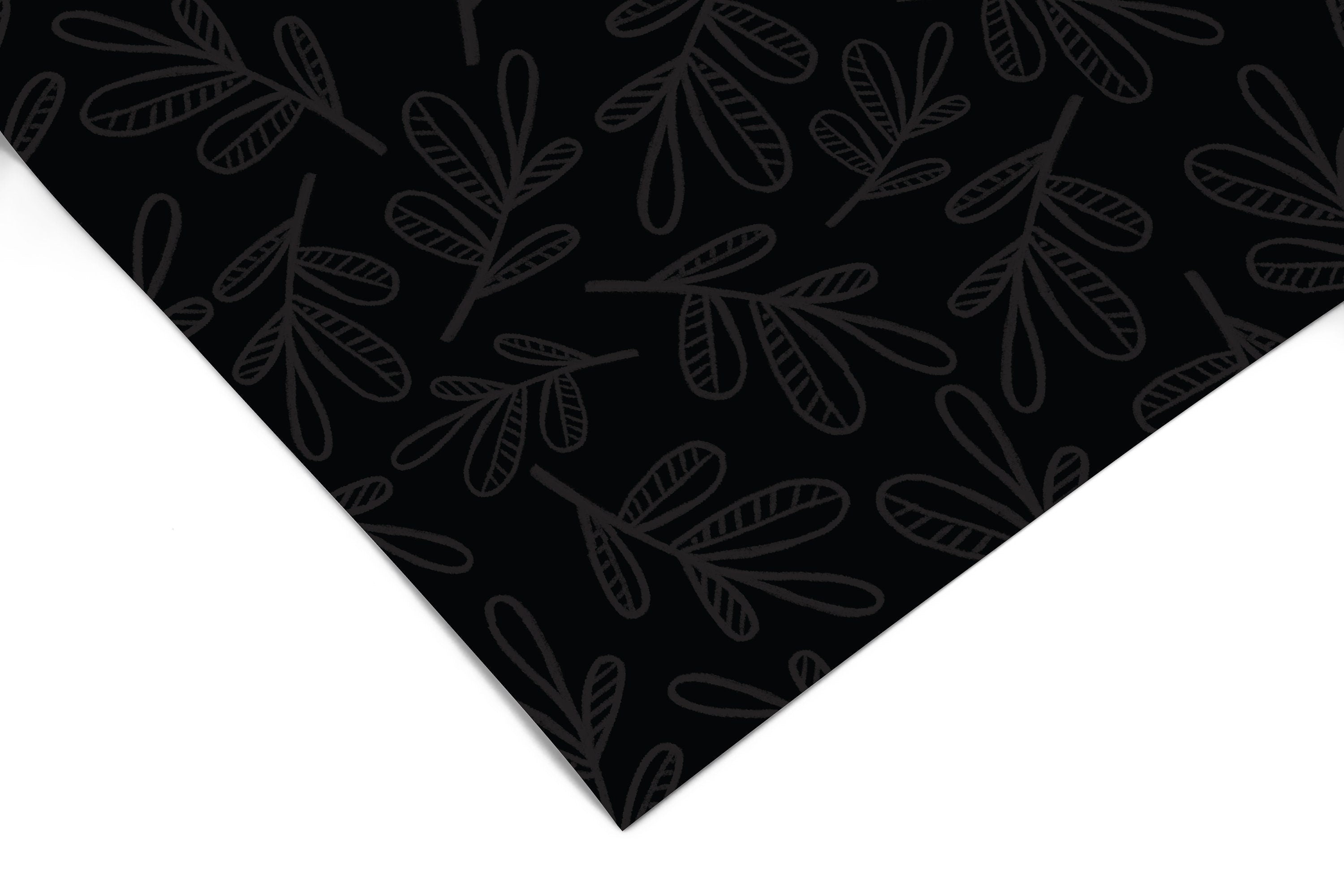Black Leaf Pattern Contact Paper | Shelf Liner | Drawer Liner | Peel and Stick Paper 803 - James And Colors