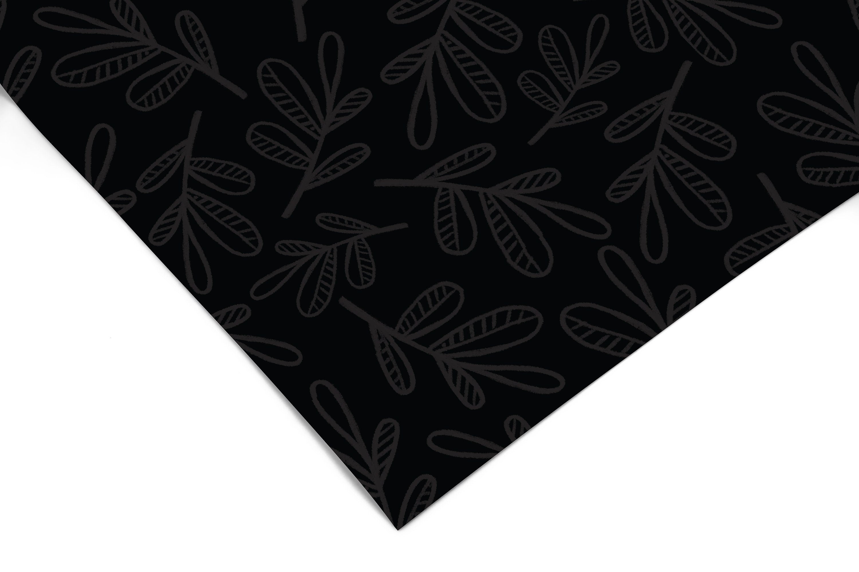 Black Leaf Pattern Contact Paper | Peel And Stick Wallpaper | Removable Wallpaper | Shelf Liner | Drawer Liner | Peel and Stick Paper 803 - JamesAndColors