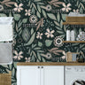 Green Floral Leaf Boho Wallpaper | Wallpaper Peel and Stick | Removable Wallpaper | Wall Paper Peel And Stick | Wall Mural | Wall Decor 3467 - JamesAndColors