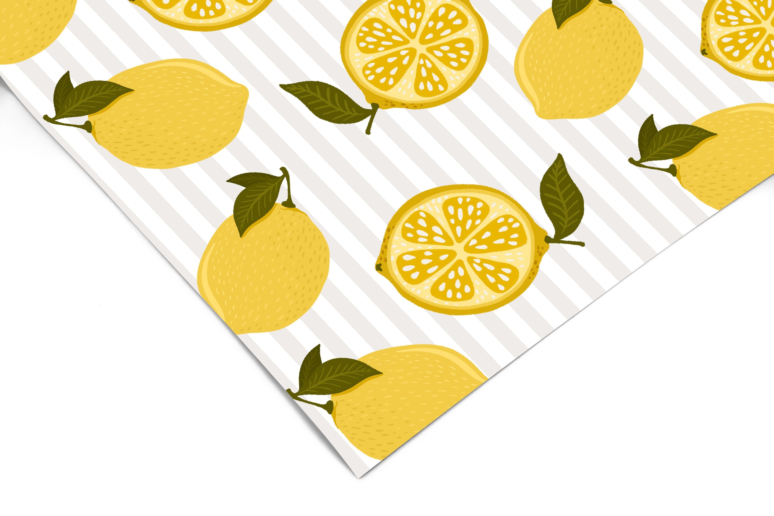 Lemon Stripes Kitchen Contact Paper | Peel And Stick Wallpaper | Removable Wallpaper | Shelf Liner | Drawer Liner | Peel and Stick Paper 813 - JamesAndColors