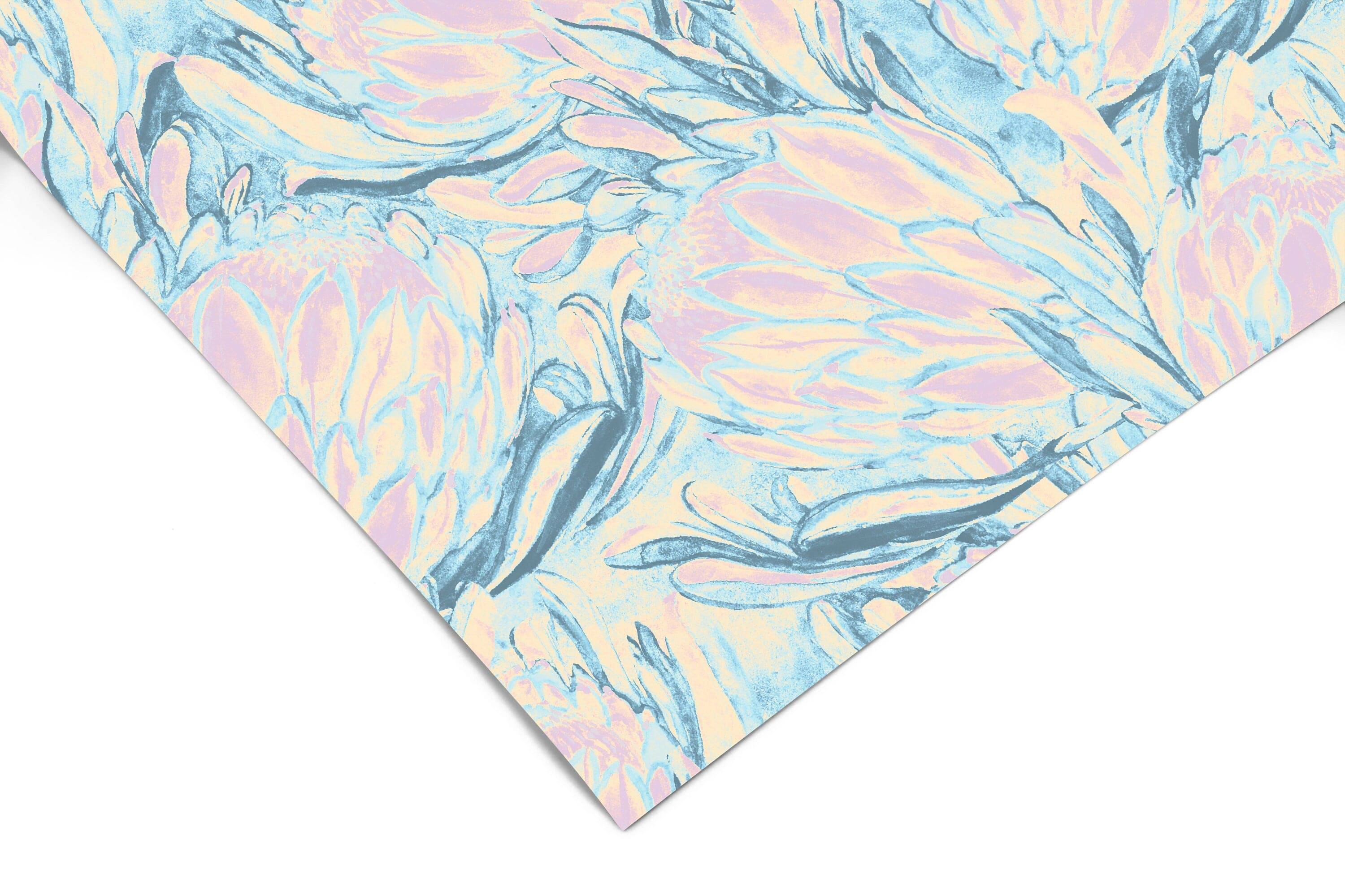 Pastel Blue Floral Contact Paper | Peel And Stick Wallpaper | Removable Wallpaper | Shelf Liner | Drawer Liner | Peel and Stick Paper 820