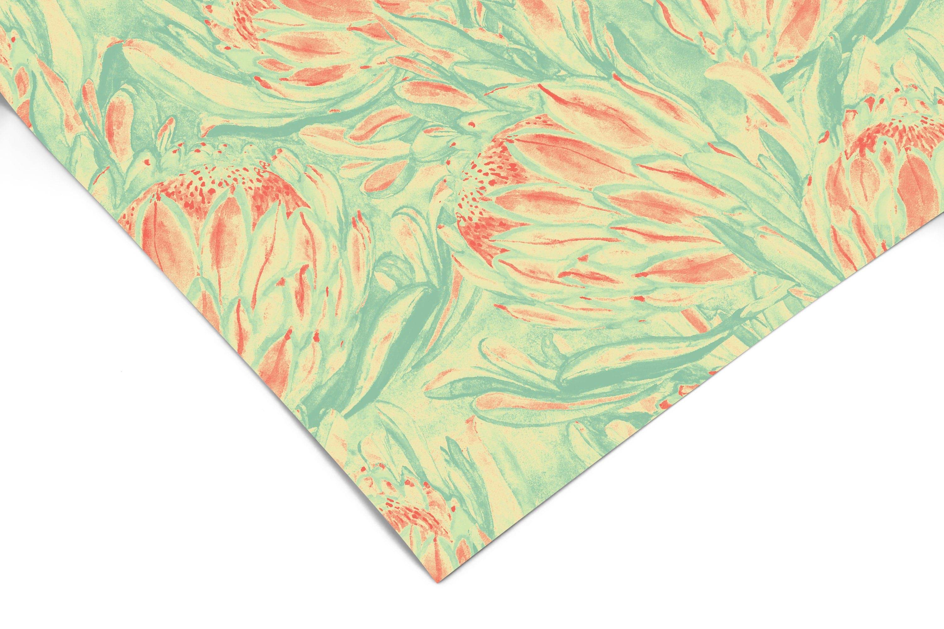 Pastel Green Floral Contact Paper | Peel And Stick Wallpaper | Removable Wallpaper | Shelf Liner | Drawer Liner | Peel and Stick Paper 822