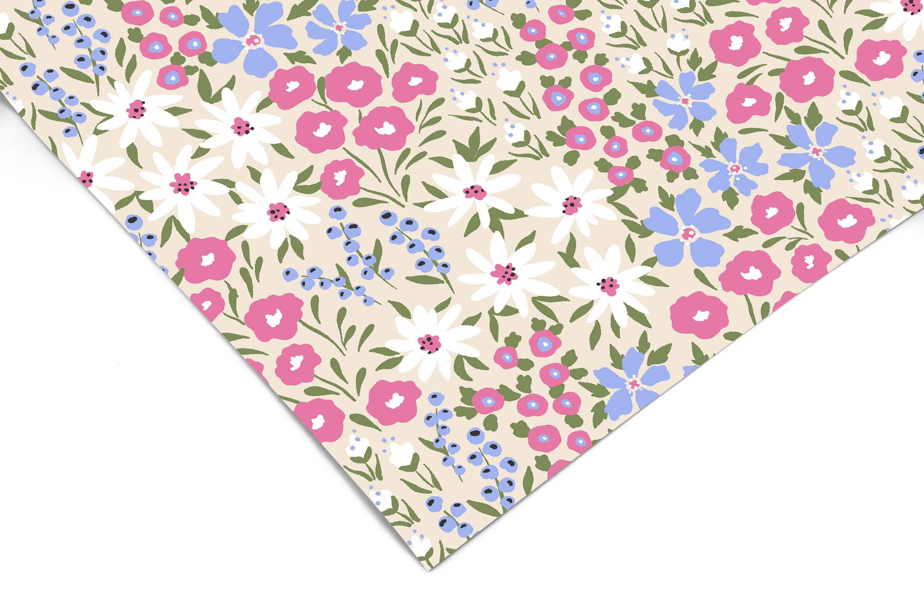 Wildflower Field Contact Paper | Peel And Stick Wallpaper | Removable Wallpaper | Shelf Liner | Drawer Liner | Peel and Stick Paper 664 - JamesAndColors