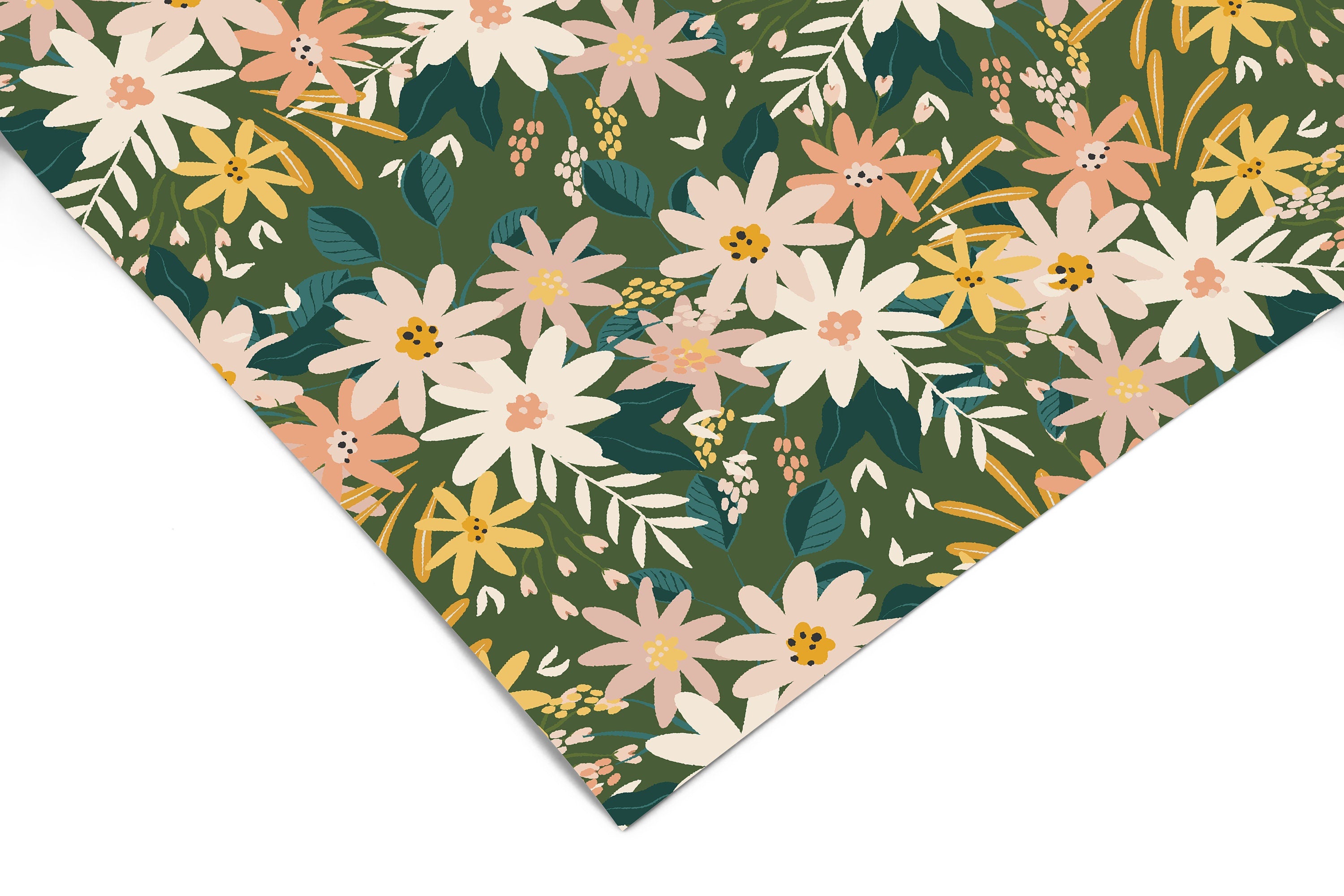Green Floral Meadow Contact Paper | Peel And Stick Wallpaper | Removable Wallpaper | Shelf Liner | Drawer Liner | Peel and Stick Paper 666