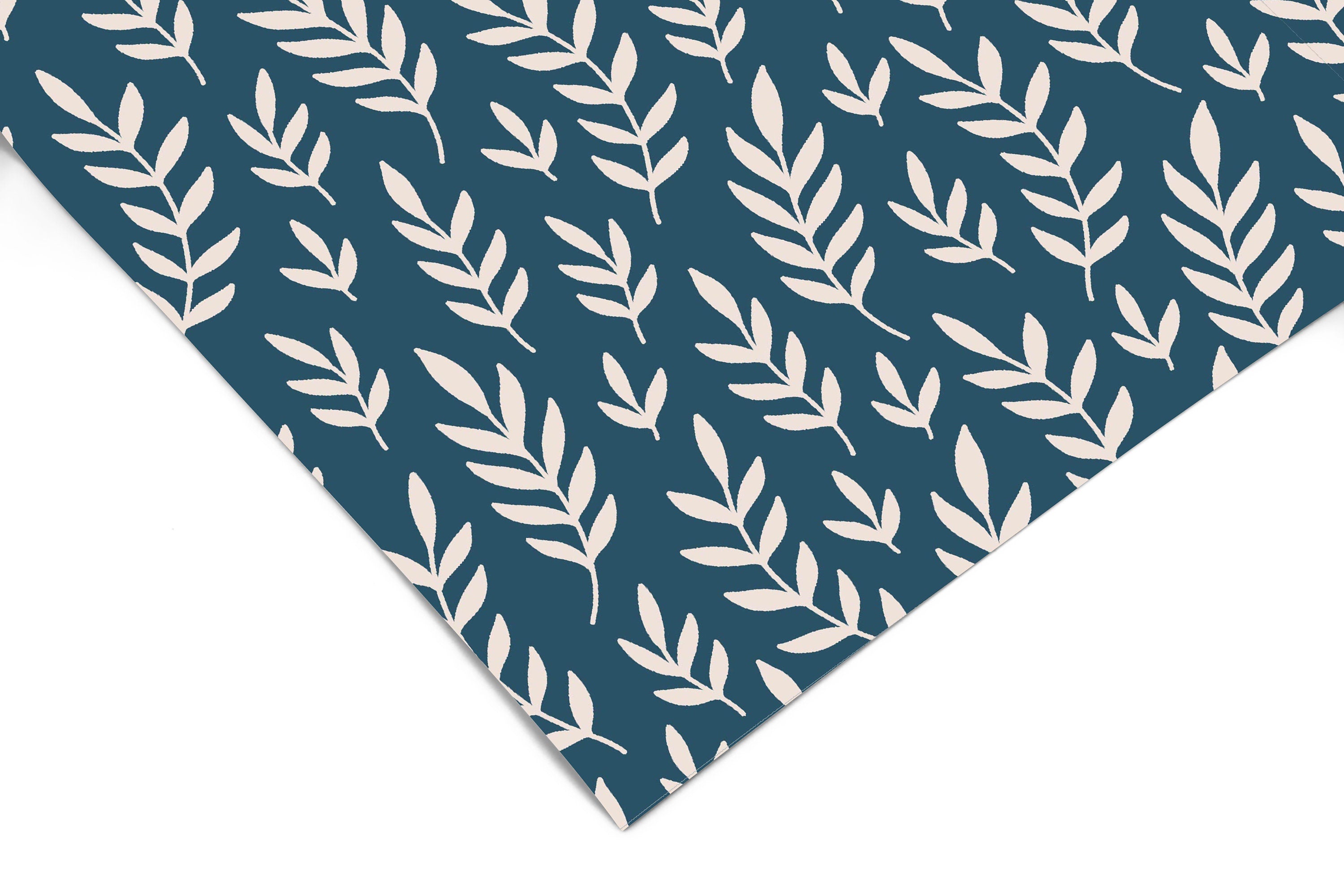Blue Cream Leaf Contact Paper | Peel And Stick Wallpaper | Removable Wallpaper | Shelf Liner | Drawer Liner | Peel and Stick Paper 856 - JamesAndColors