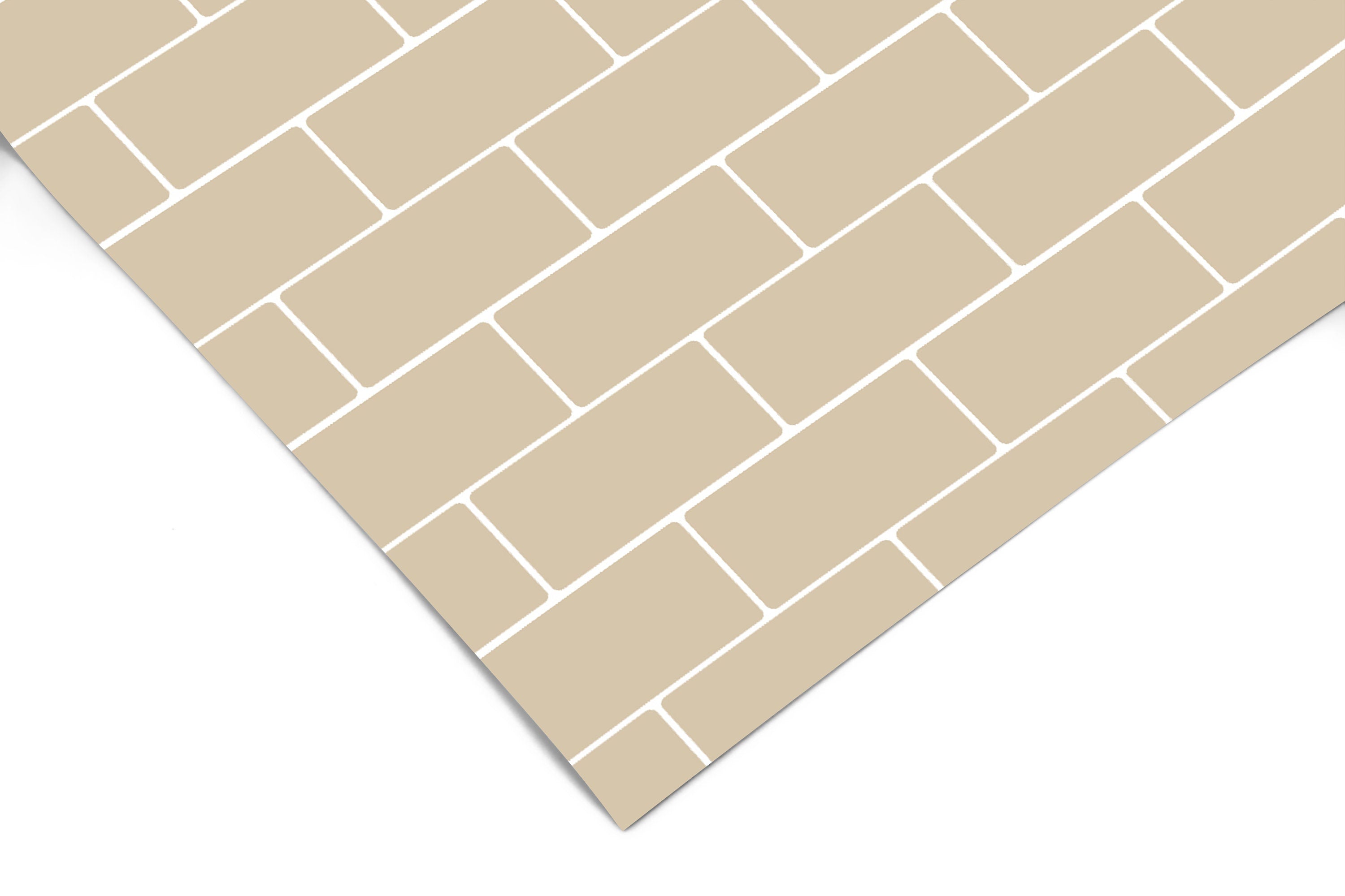 Beige Tan Subway Tile Contact Paper | Peel And Stick Wallpaper | Removable Wallpaper | Shelf Liner | Drawer Liner | Peel and Stick Paper 694 - JamesAndColors