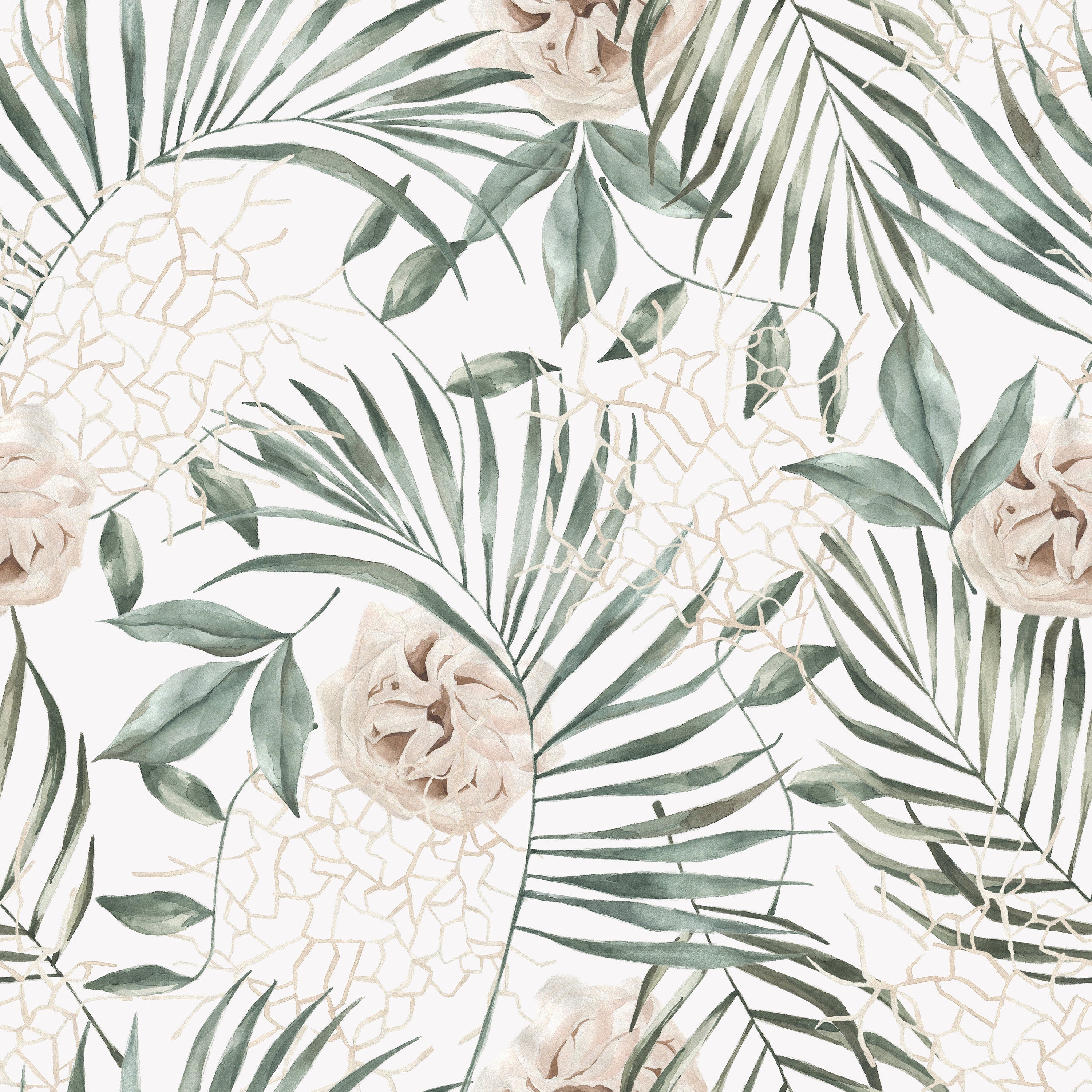 Large Tropical Palm Leaves Soft Floral Wallpaper | Wallpaper Peel and Stick | Removable Wallpaper | Wall Paper Peel And Stick 3441 - JamesAndColors