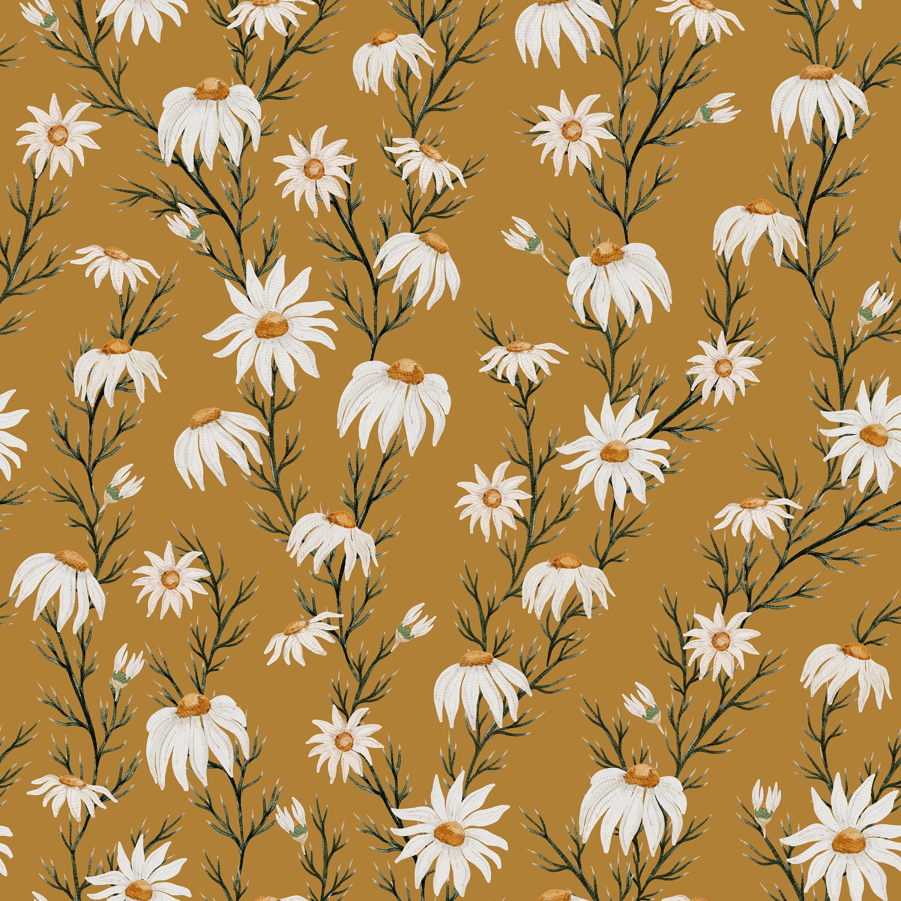 Golden Daisy Farmhouse Wallpaper | Wallpaper Peel and Stick | Removable Wallpaper | Wall Paper Peel And Stick | Wall Mural | Wall Decor 3442 - JamesAndColors
