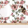 Soft Pink Garden Rose Flowers Floral Wallpaper | Wallpaper Peel and Stick | Removable Wallpaper | Wall Paper Peel And Stick 3451 - JamesAndColors