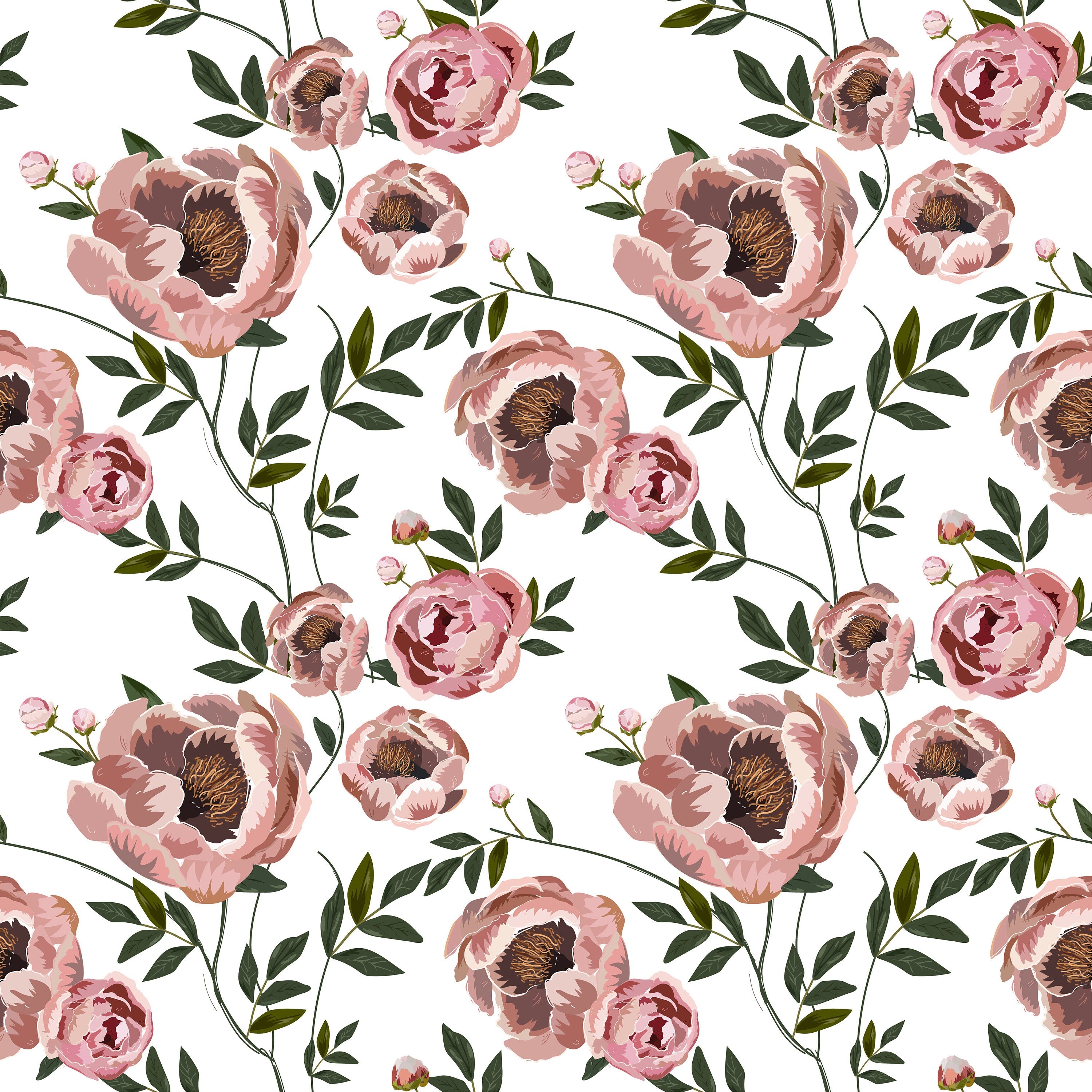 Soft Pink Garden Rose Flowers Floral Wallpaper | Wallpaper Peel and Stick | Removable Wallpaper | Wall Paper Peel And Stick 3451 - JamesAndColors