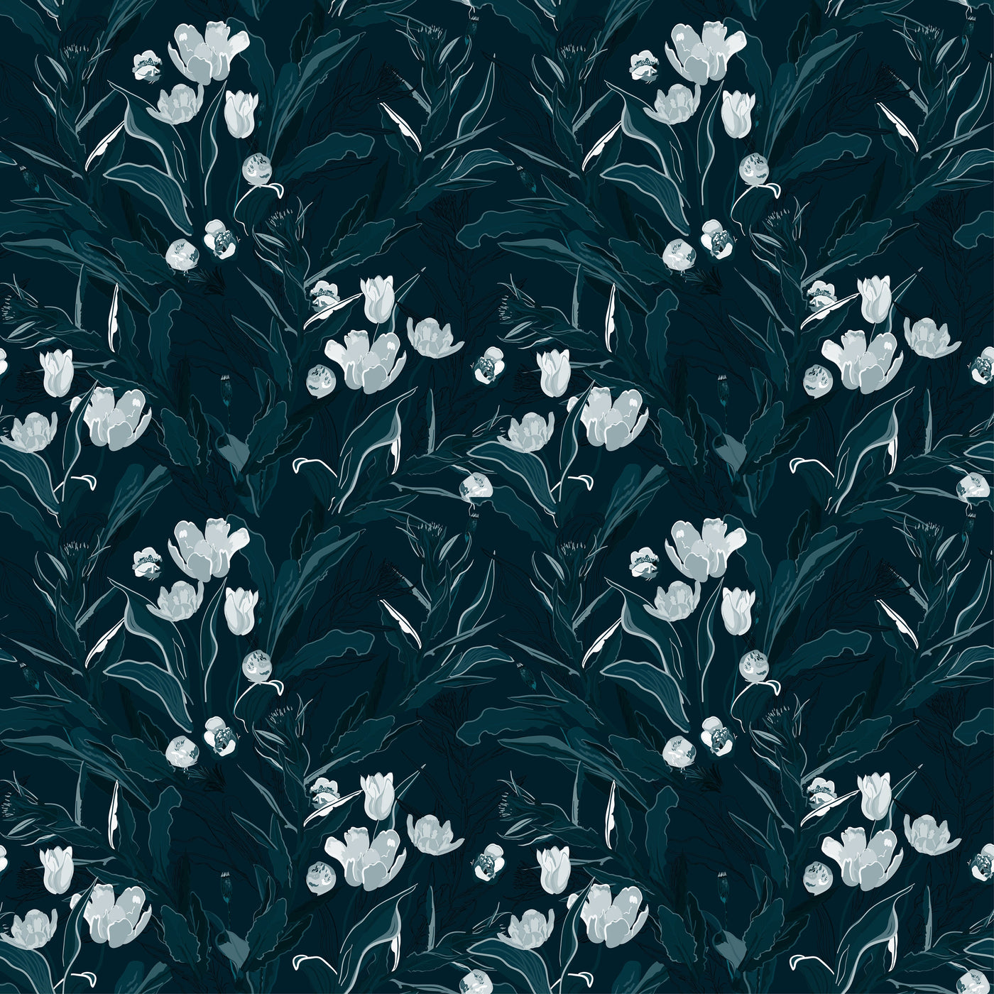 Dark Navy Floral Wallpaper | Removable Wallpaper | Peel And Stick ...