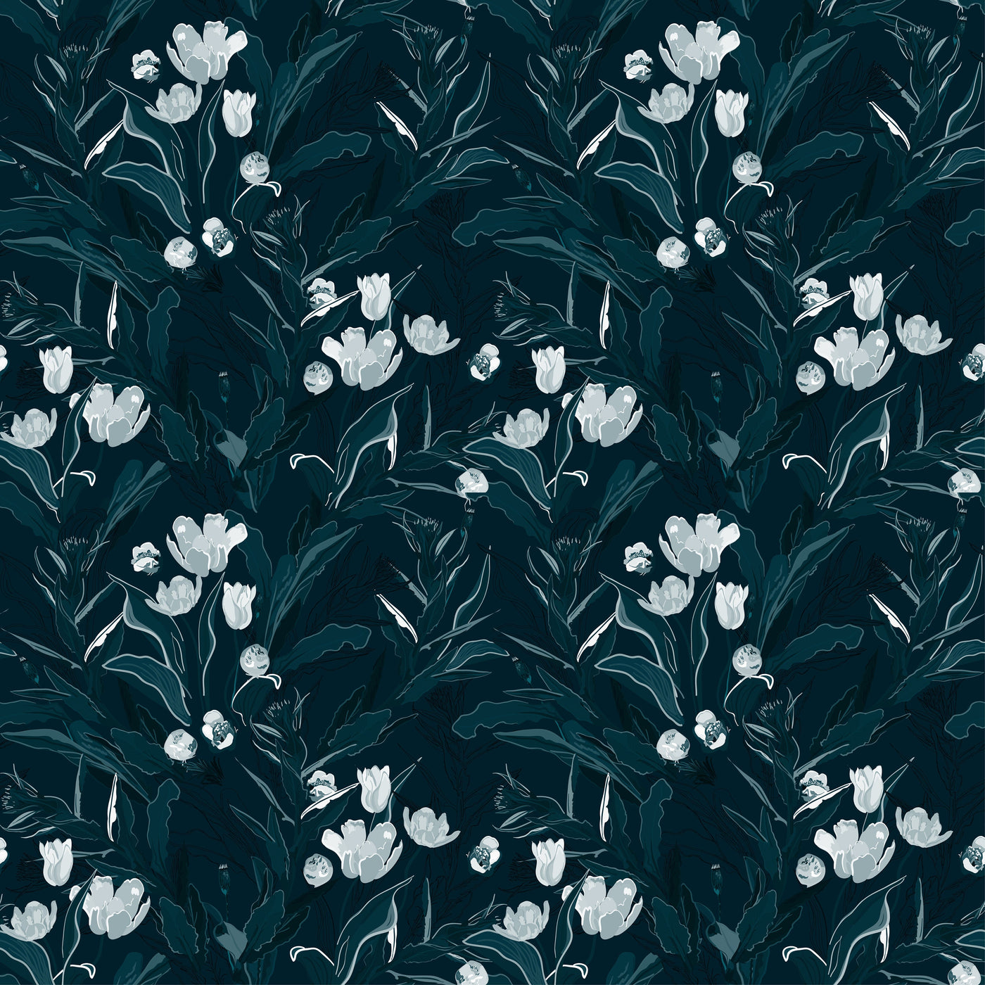 Dark Navy Floral Wallpaper Removable Wallpaper Peel And Stick