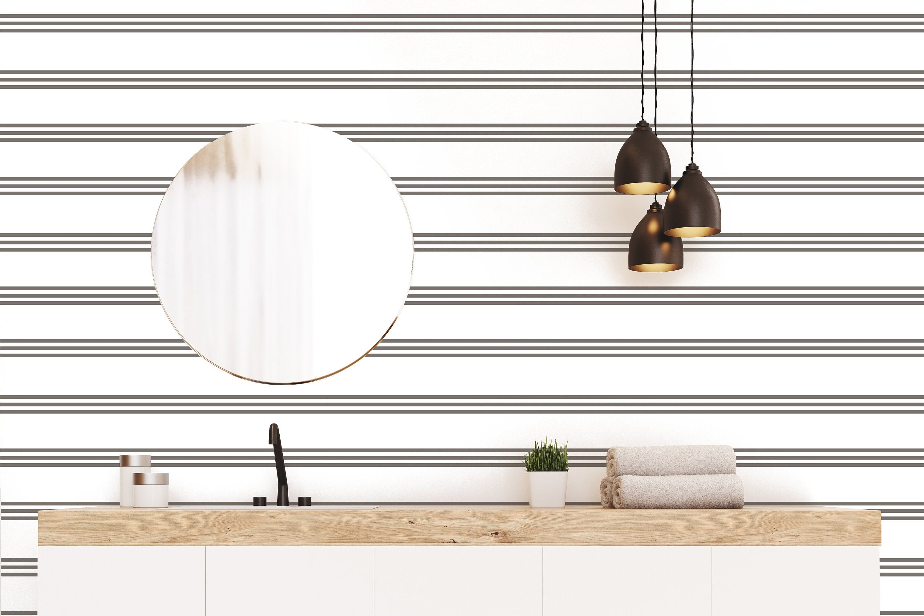 Farmhouse Gray Stripe Wallpaper | Wallpaper Peel and Stick | Removable Wallpaper | Wall Paper Peel And Stick | Wall Mural | Wall Decor 3419 - JamesAndColors