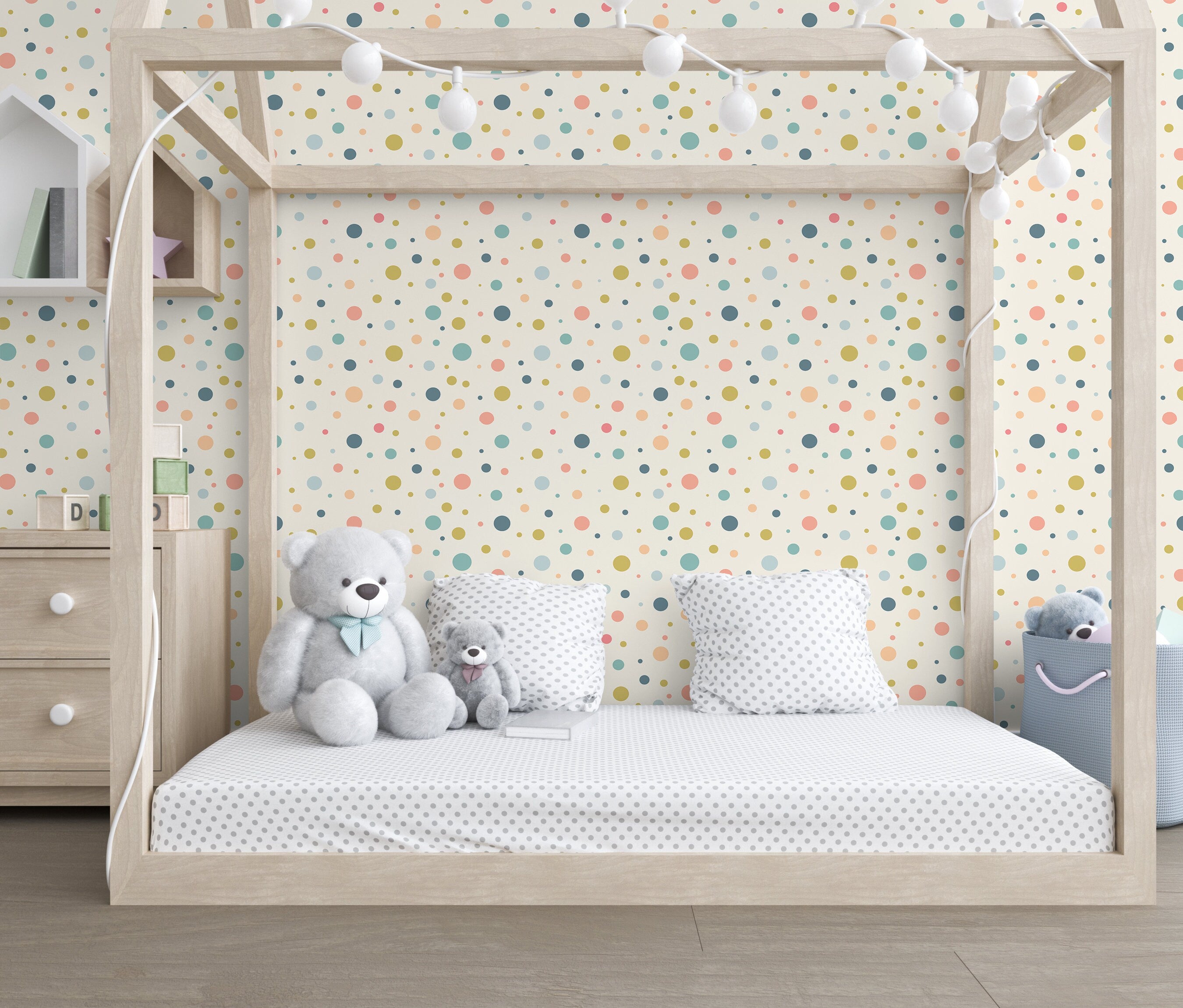 Polka Dot Wallpaper | Girls Nursery Wallpaper | Kids Wallpaper | Childrens Wallpaper | Peel Stick Wallpaper | Removable Wallpaper | 817 - JamesAndColors