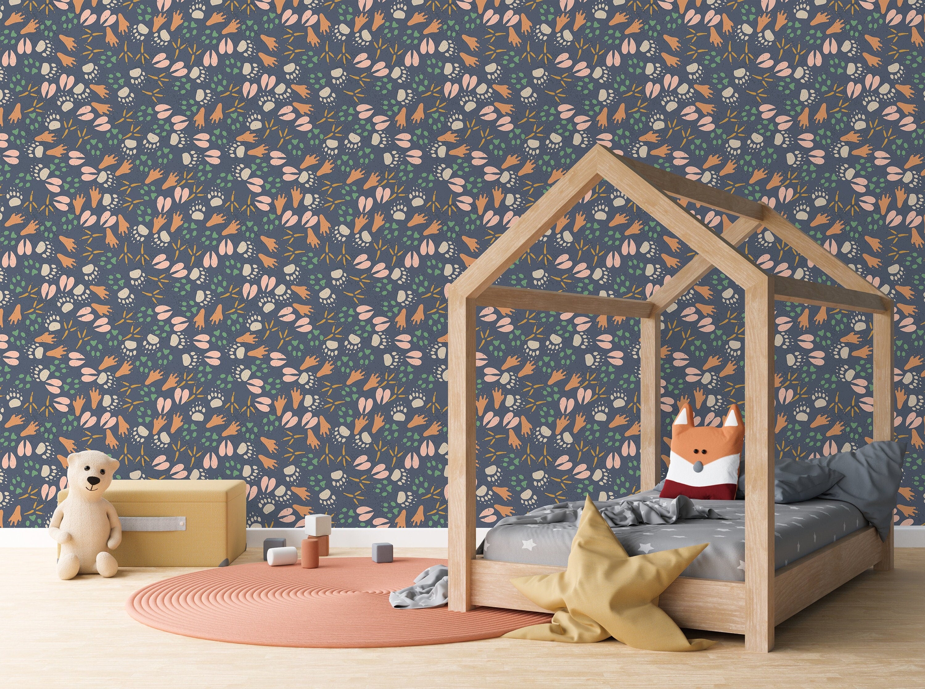 Animal Woodland Decor | Boys Nursery Wallpaper | Kids Wallpaper | Childrens Wallpaper | Peel And Stick Wallpaper | Removable Wallpaper | 348 - JamesAndColors